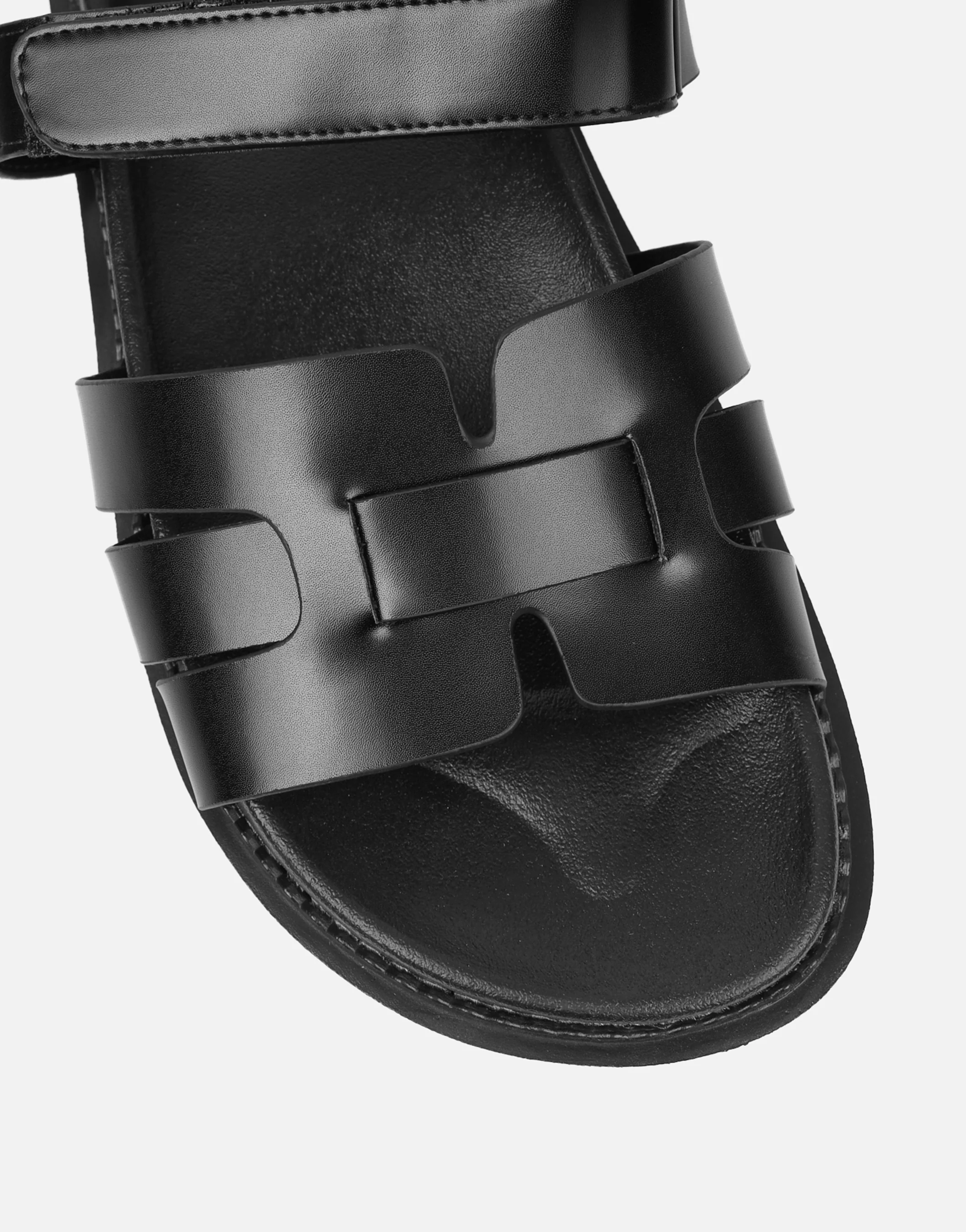 Adelle Black Chunky Strap Footbed Slides - Image 4