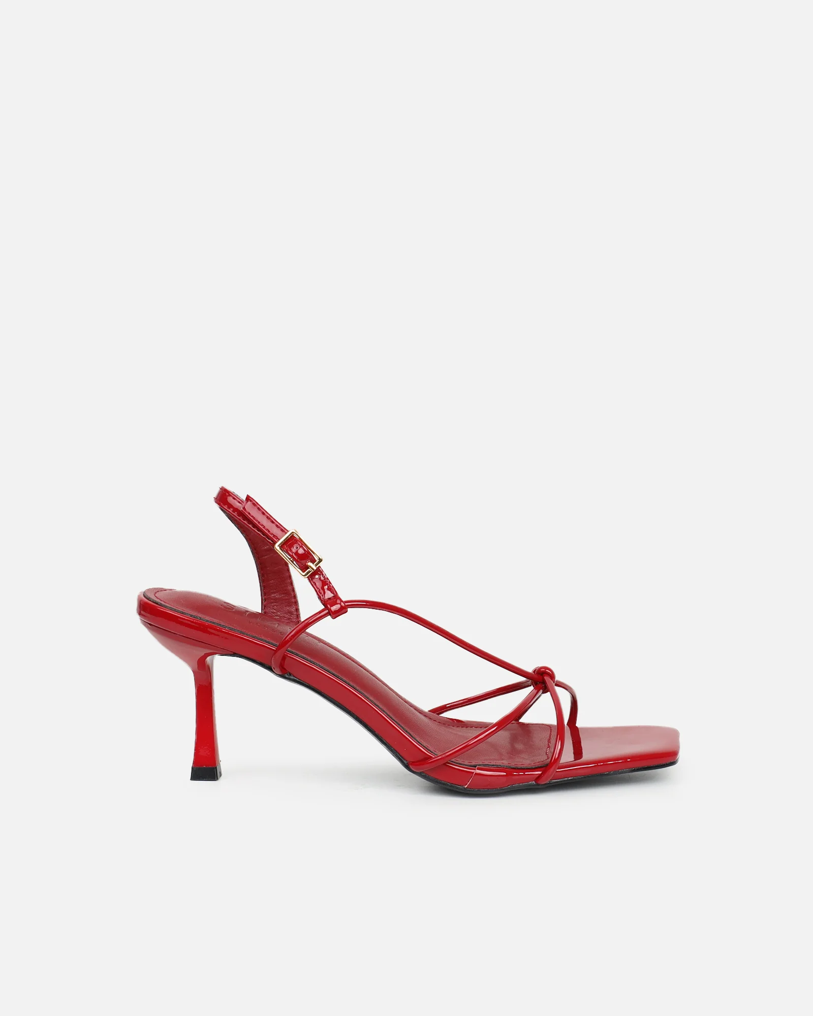 Aixa Burgundy Patent Strappy Knot Heeled Sandals - Image 2