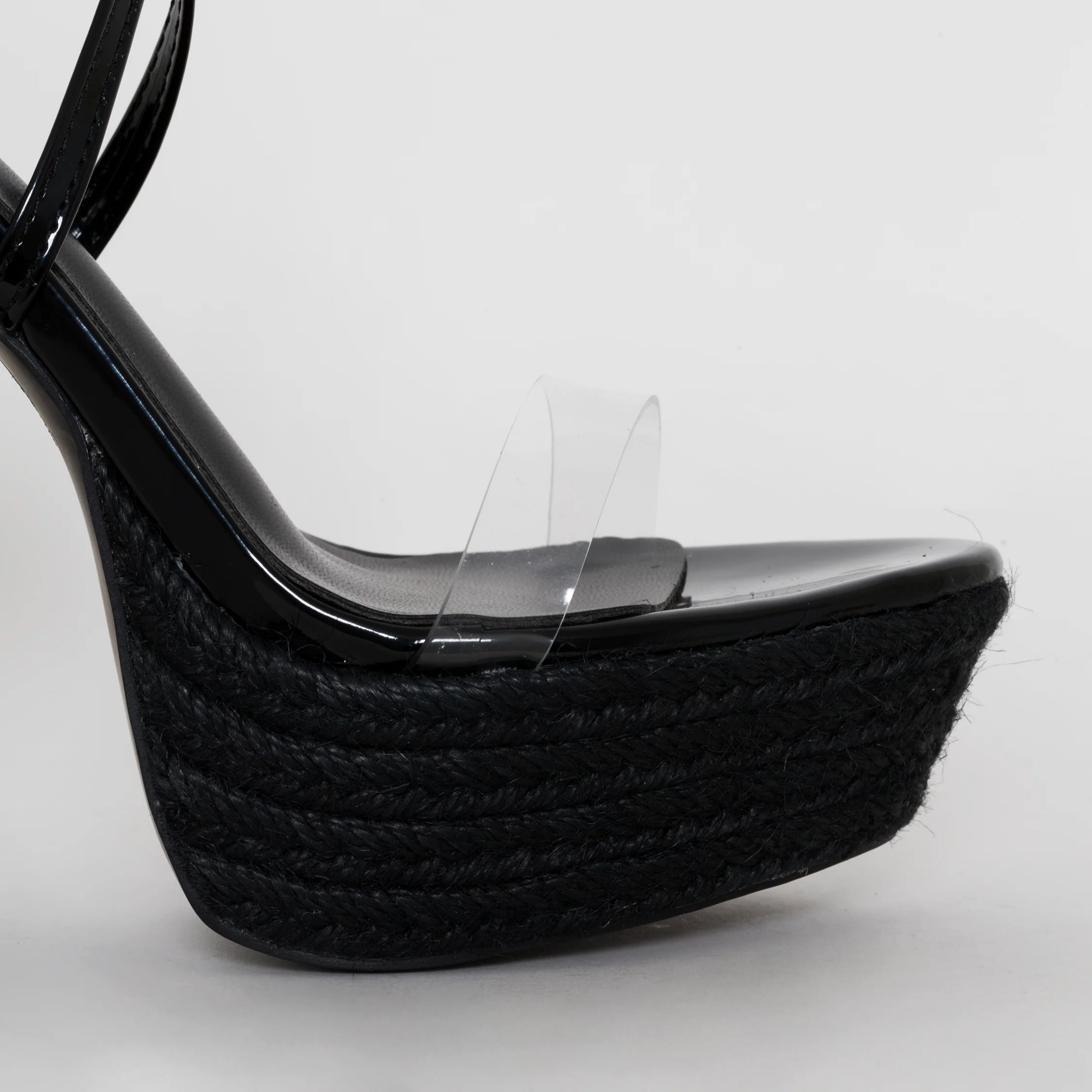Akira Black Patent Lace Up Platform Heels - Image 2