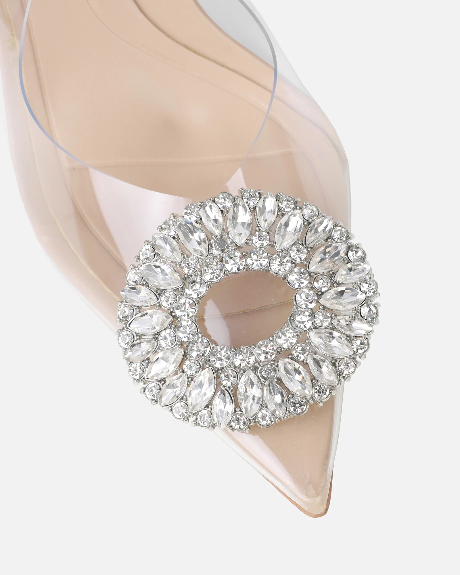 Alanis Nude Clear Diamante Slingback Mid Heel Courts - Image 4