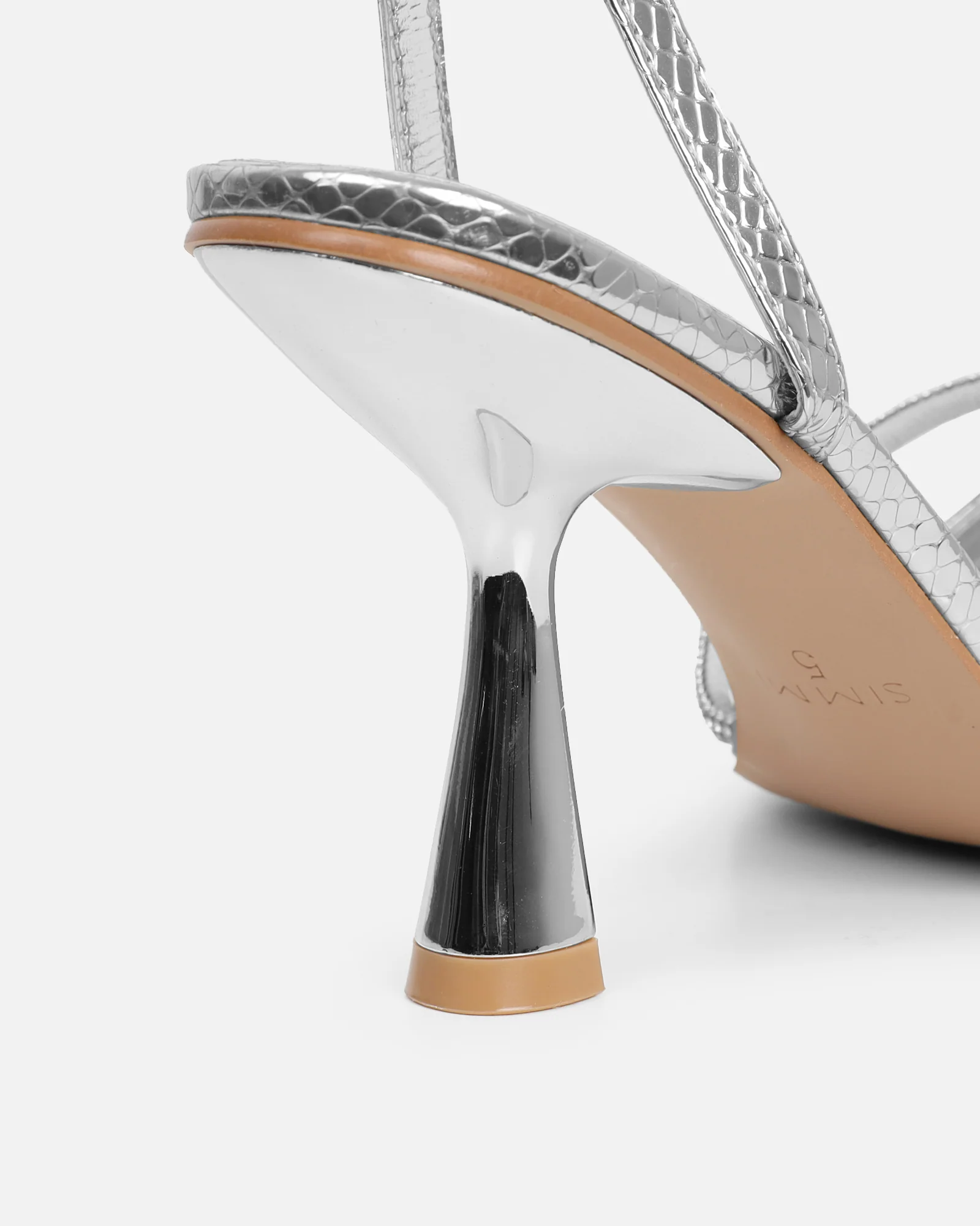 Aliki Silver Snake Diamante Heeled Sandals - Image 3