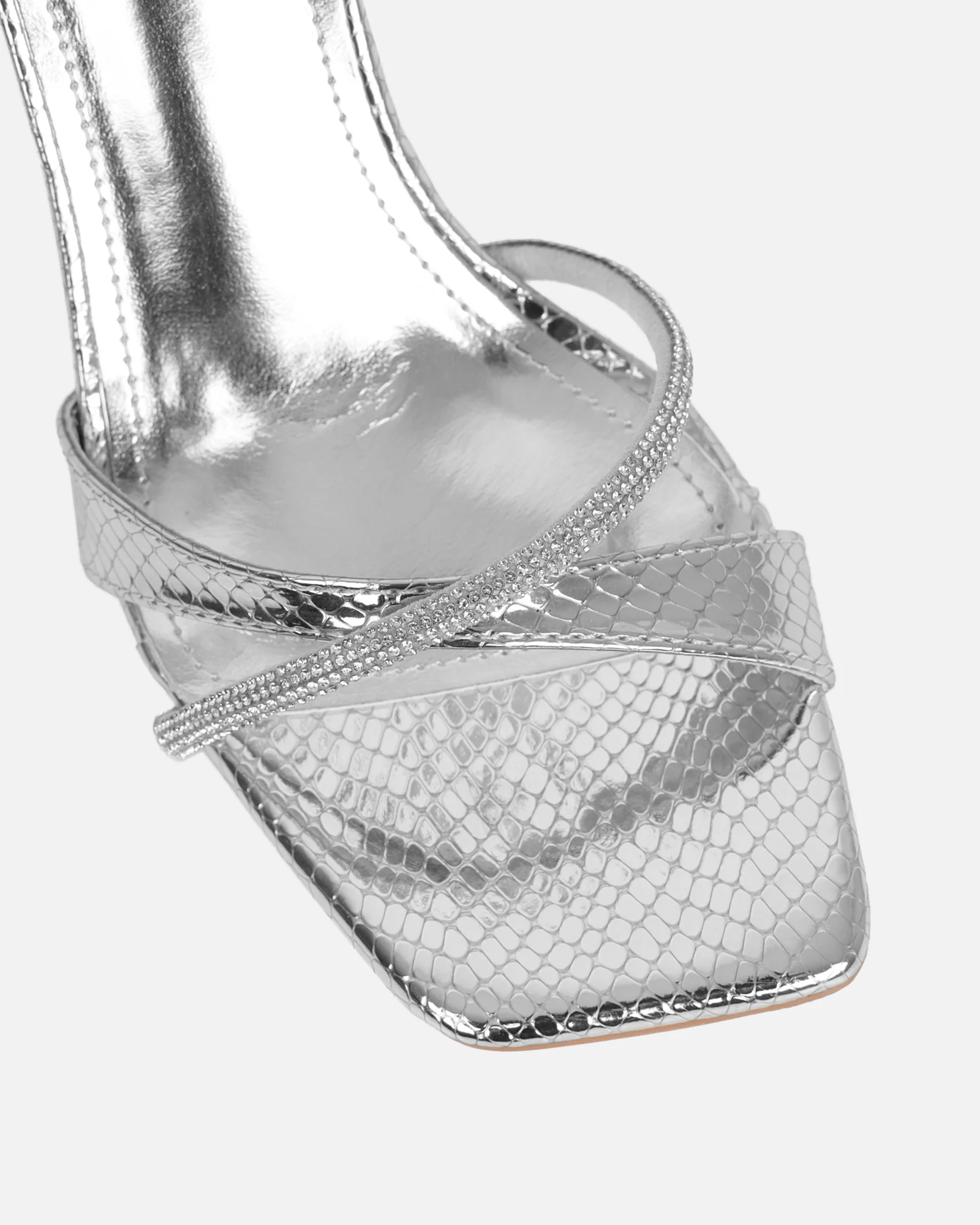 Aliki Silver Snake Diamante Heeled Sandals - Image 4