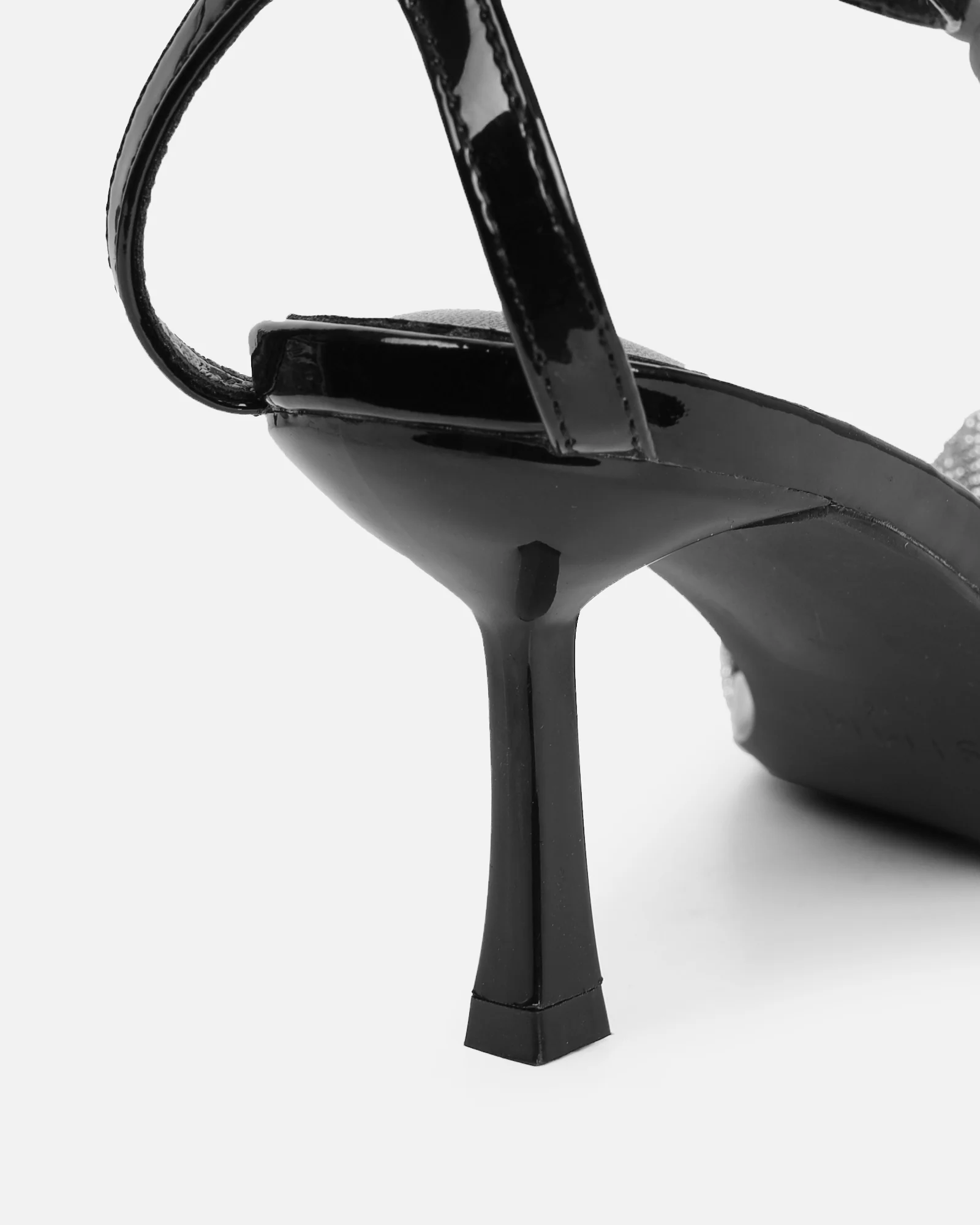 Anha Black Patent Diamante Knot Heeled Sandals - Image 3