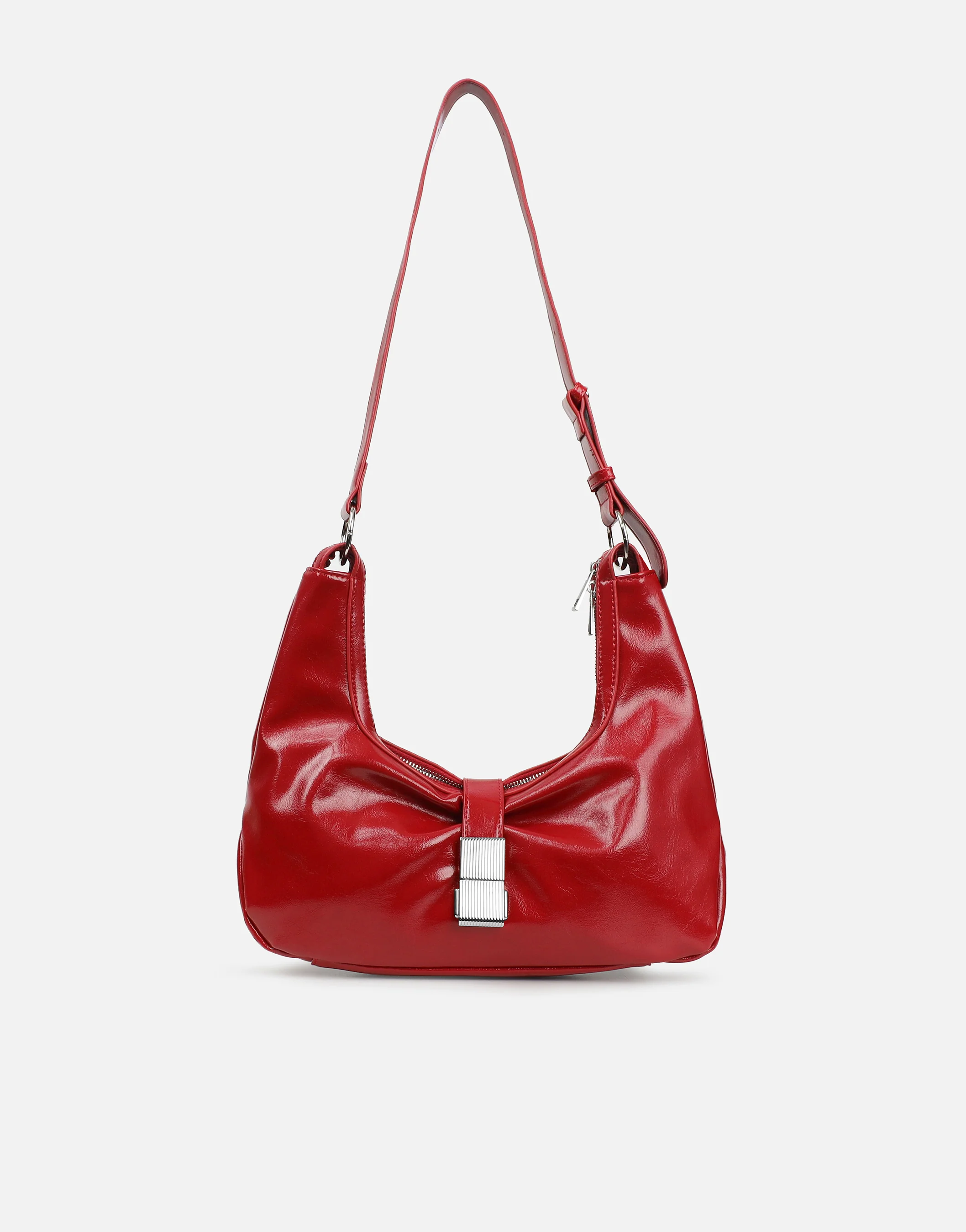 Asher Red Buckle Detail Shoulder Bag - Image 5