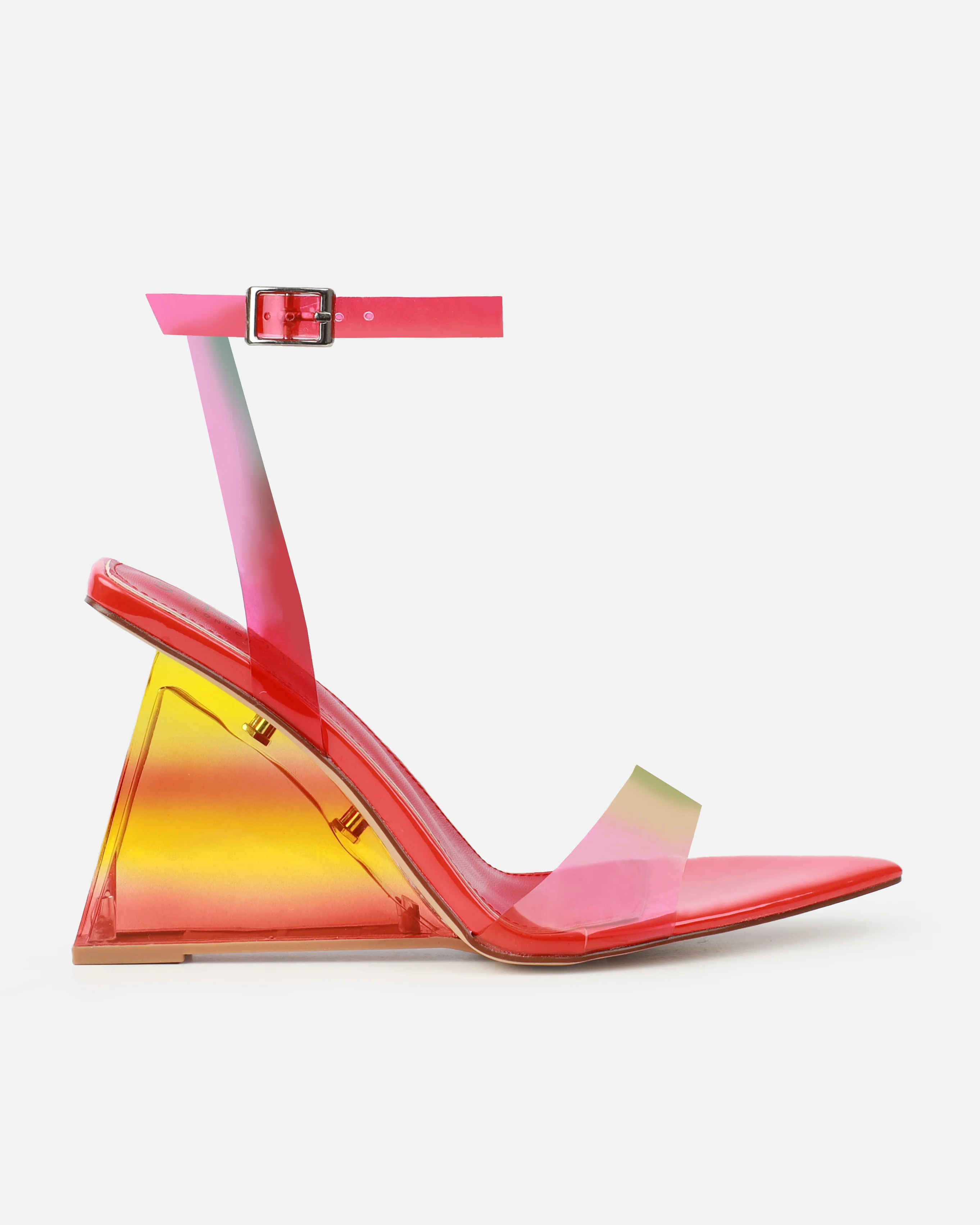 Bali Red Ombre Clear Wedge Sandals - Image 2