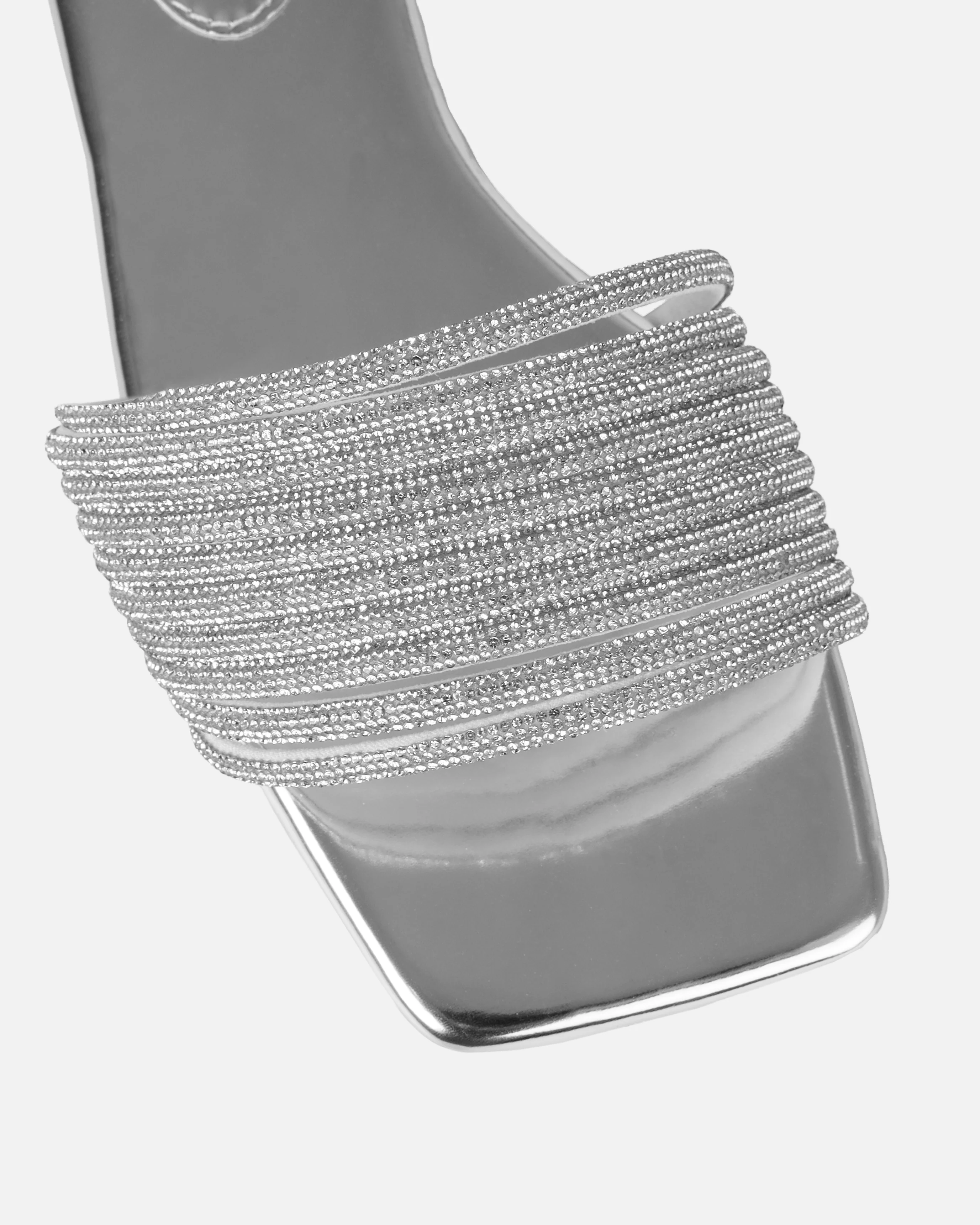 Bethan Silver Metallic Diamante Flat Sandals - Image 4