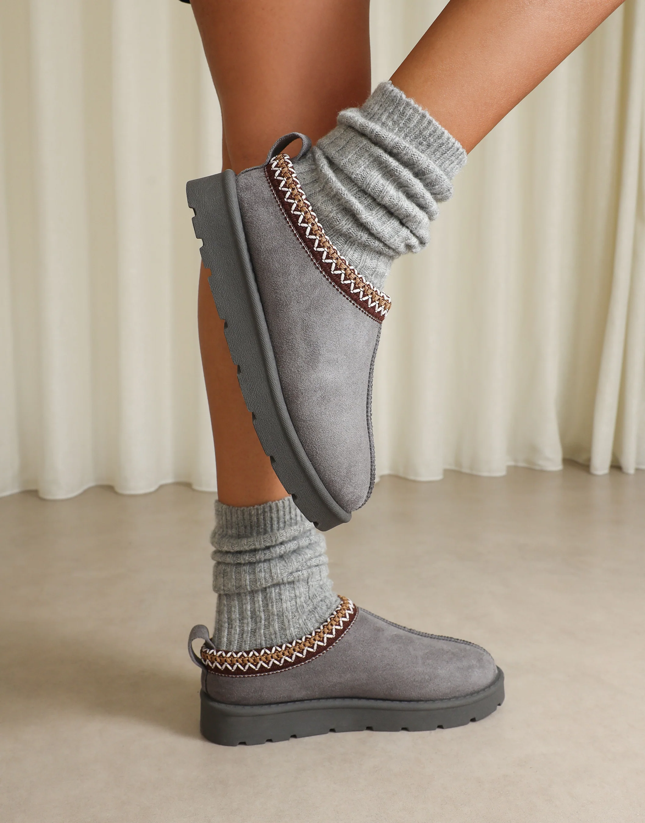 Cally Grey Slippers