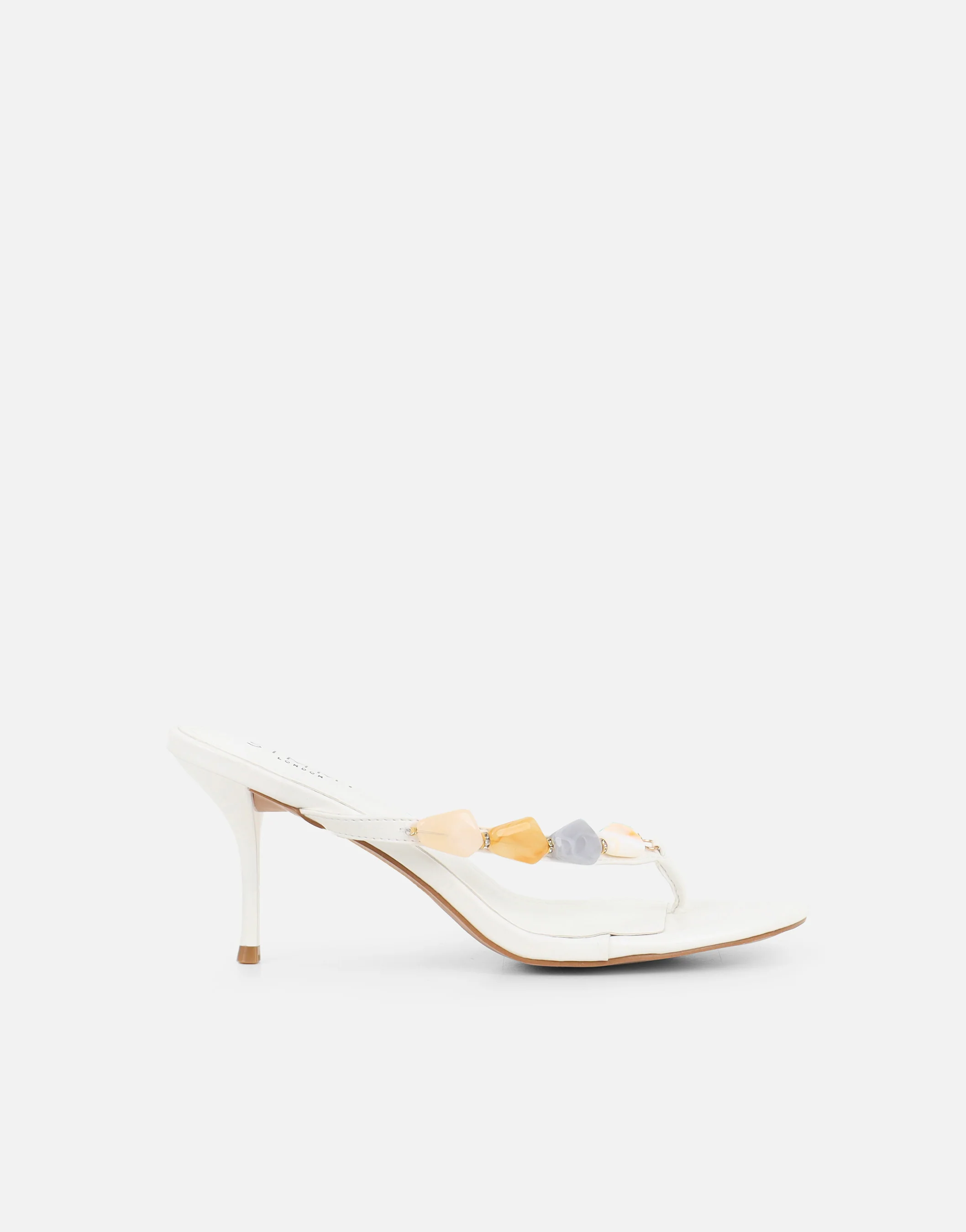Carla White Embellished Toe Post Mules - Image 3