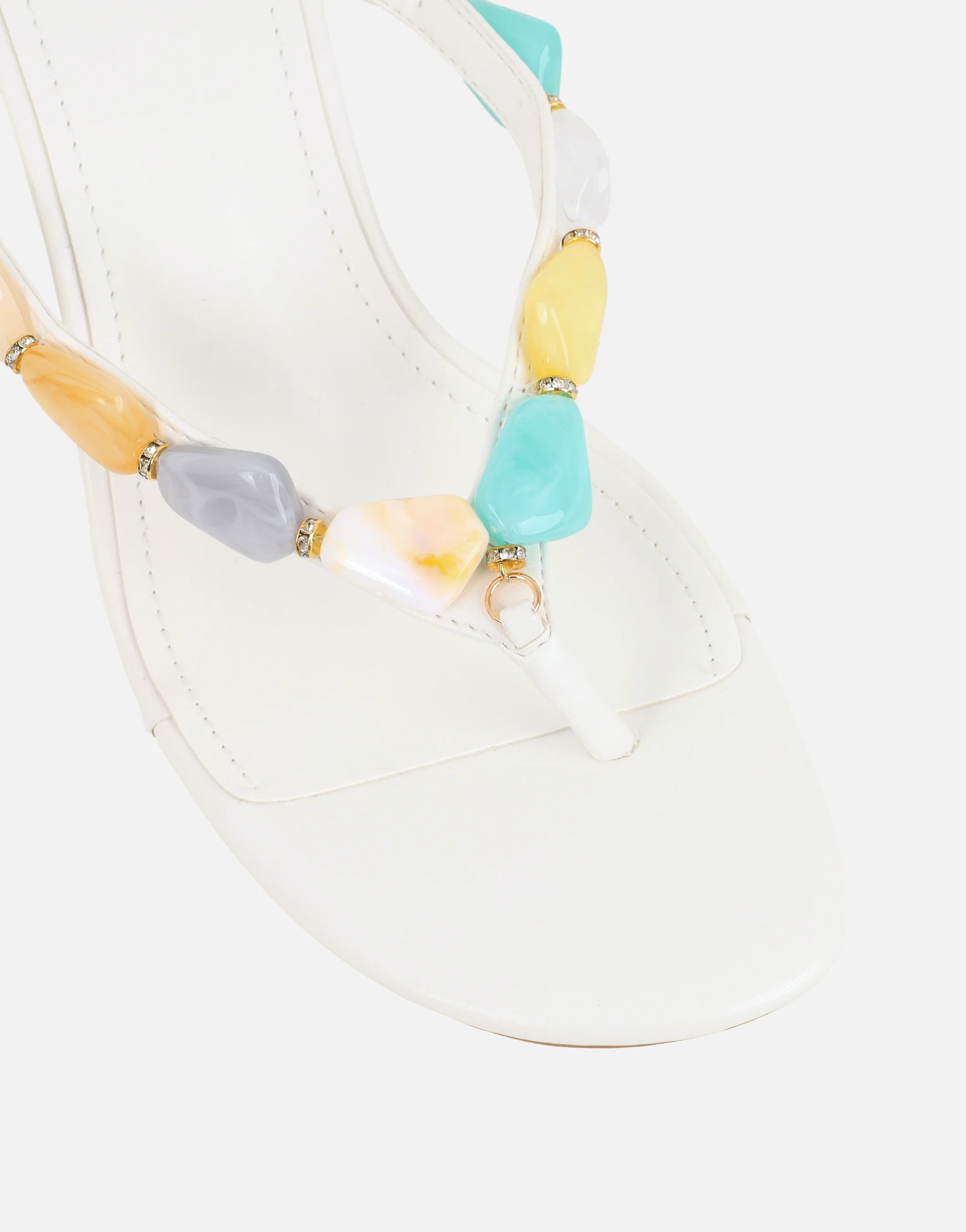 Carla White Embellished Toe Post Mules - Image 5