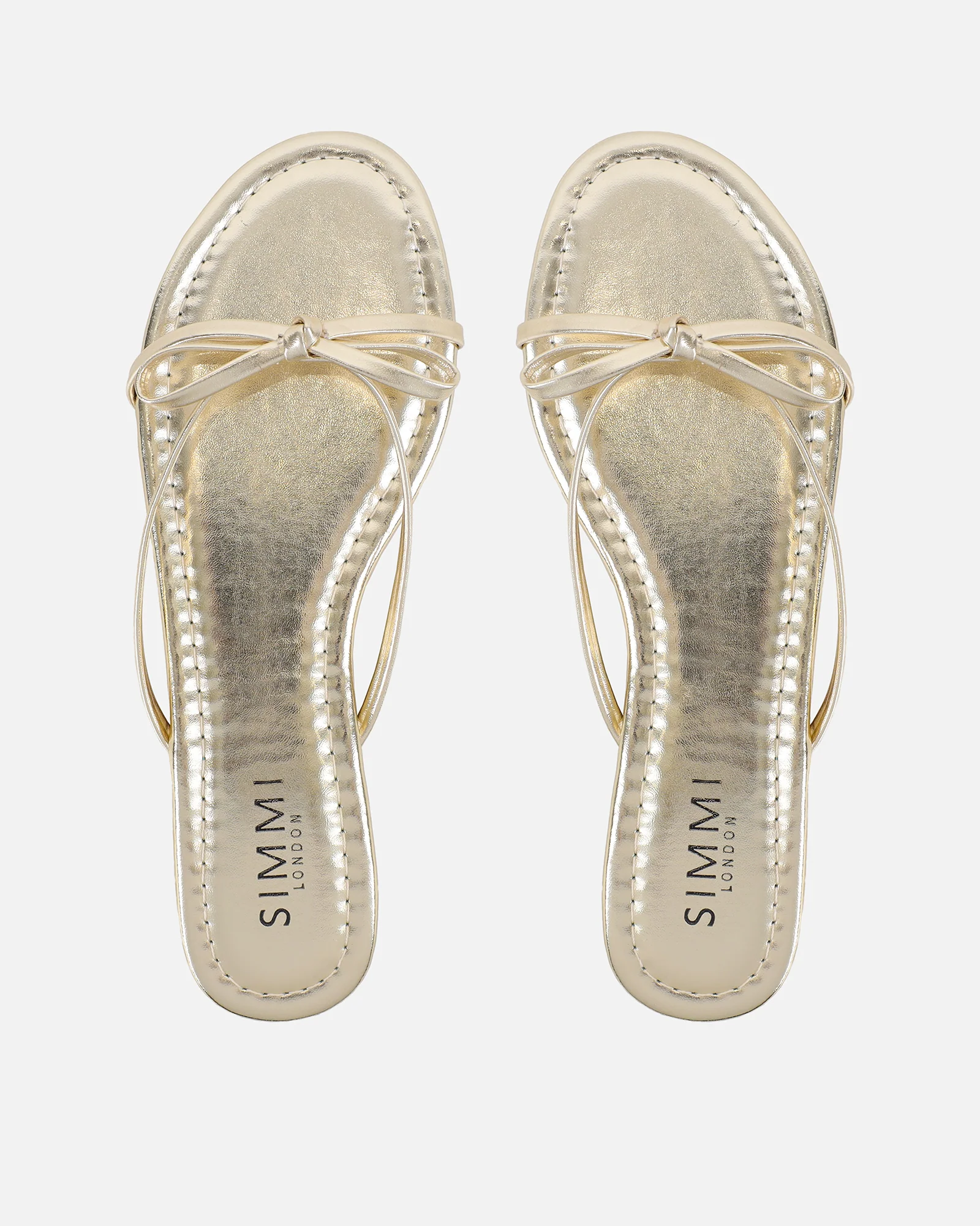Char Gold Metallic Bow Sandals - Image 3