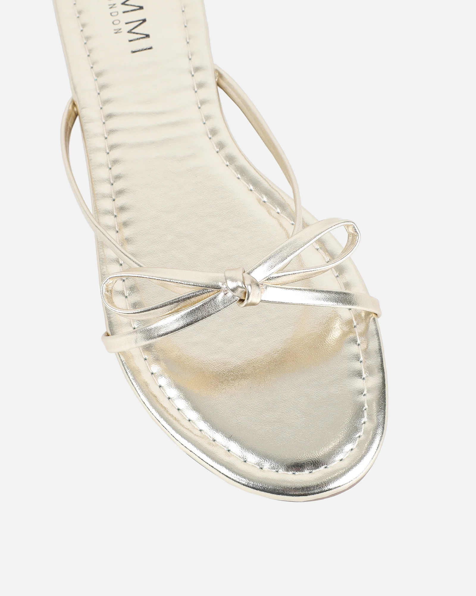 Char Gold Metallic Bow Sandals - Image 4