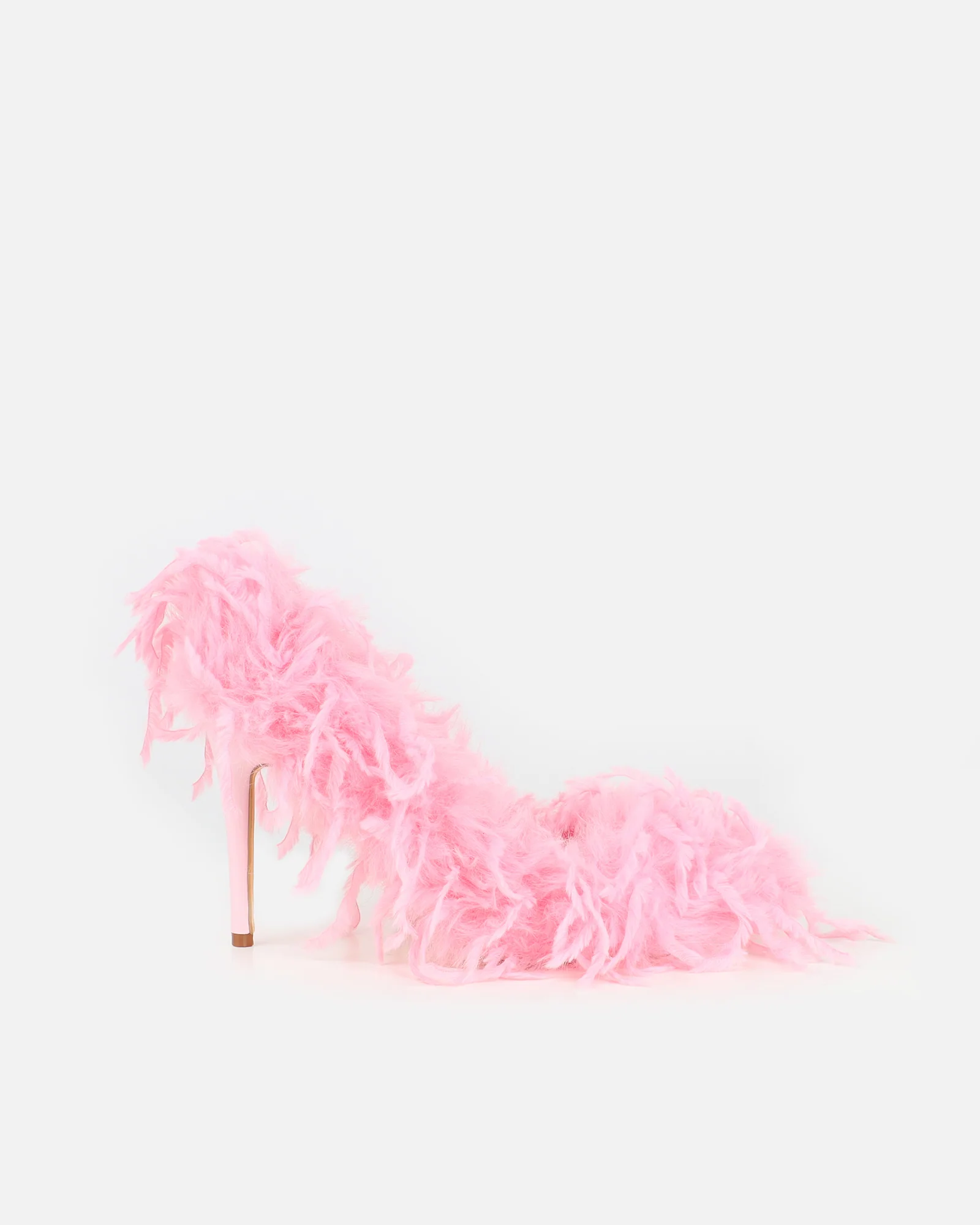 Charlee Pink Faux Feathered Court Shoes - Image 2