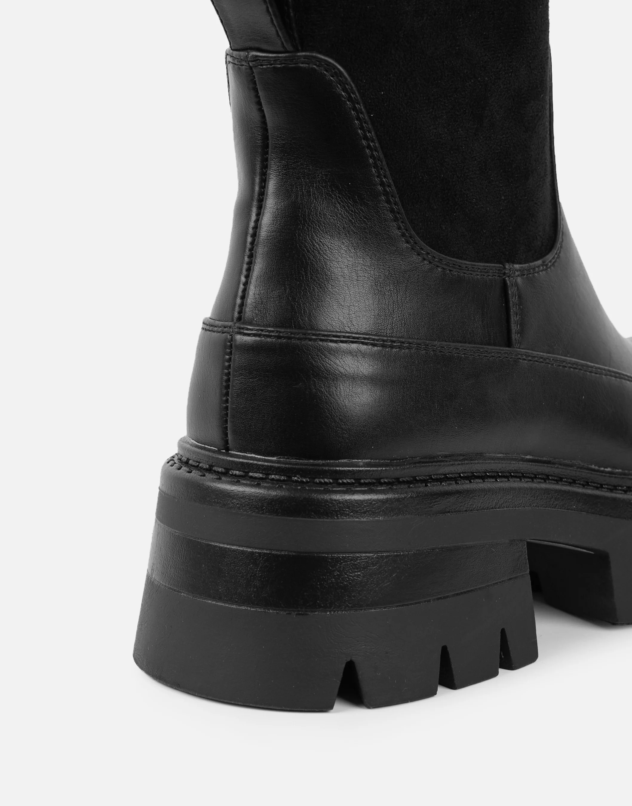 Chorley Black Microfibre Stretch Chunky Boots - Image 4