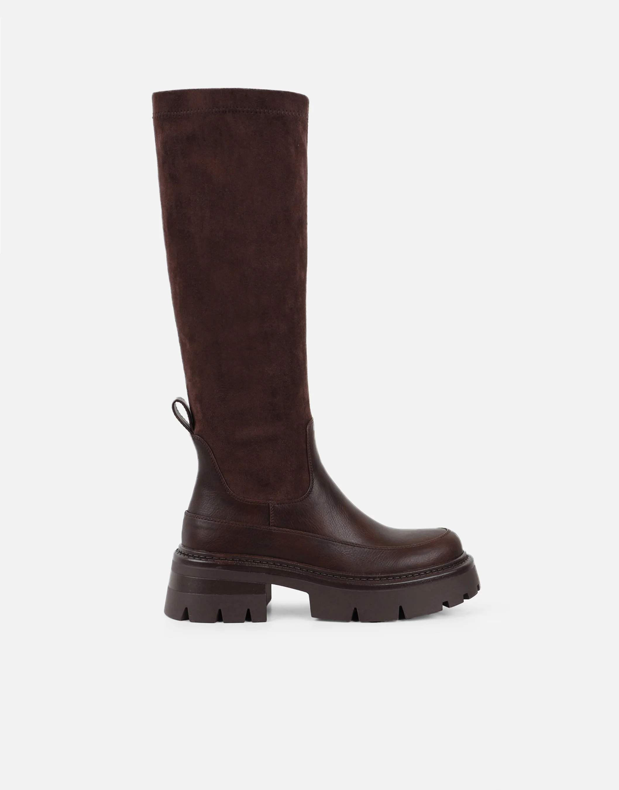 Chorley Brown Microfibre Stretch Chunky Boots - Image 3