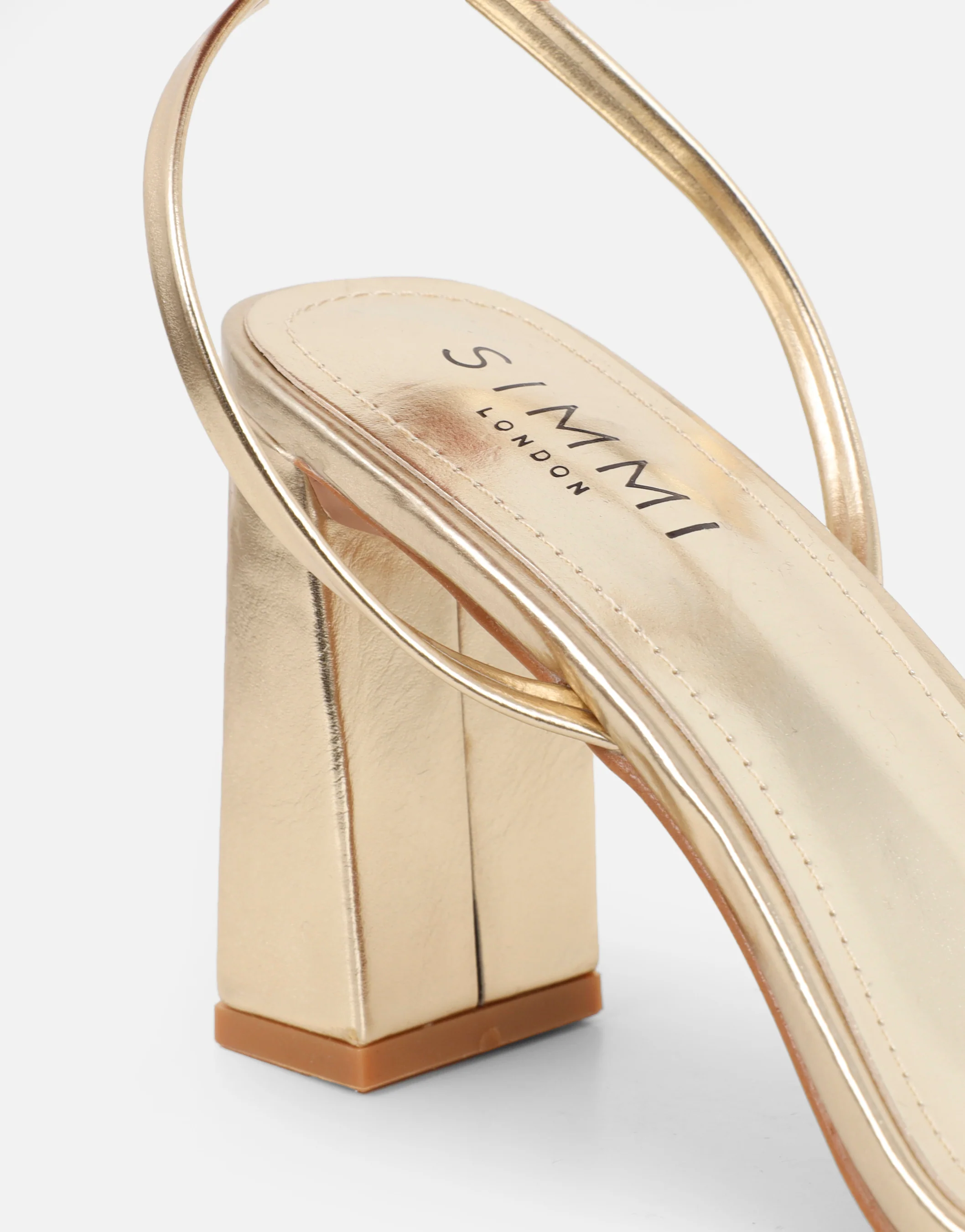 Citra Gold Metallic Strappy Block Heeled Sandals - Image 3