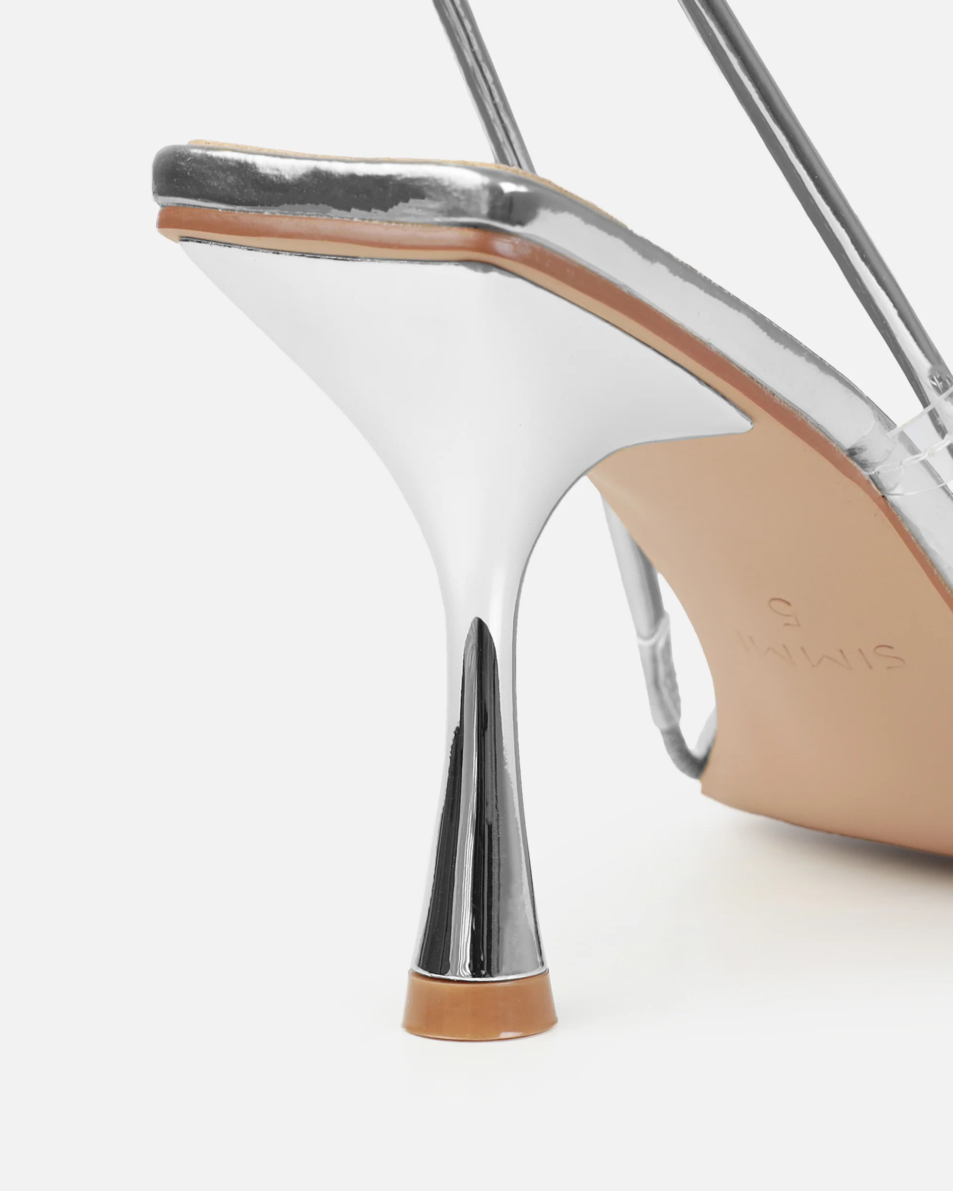 Confetti Silver Clear Diamante Mid Heels - Image 3