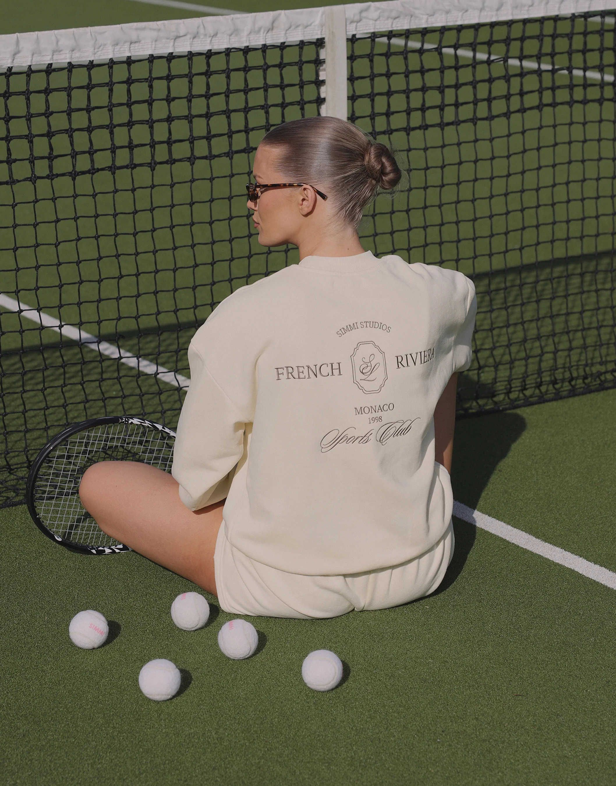 Cove Simmi Studios Embroidered Logo Sweatshirt In Cream