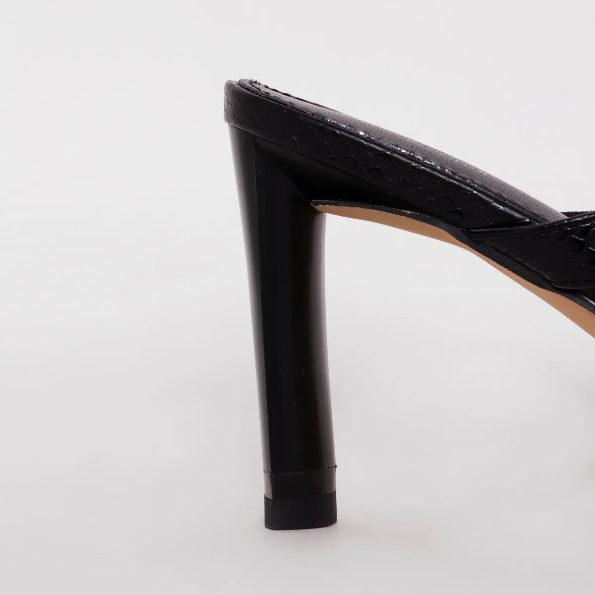 Dalla Wide Fit Black Snake Print Mid Heel Mules - Image 3
