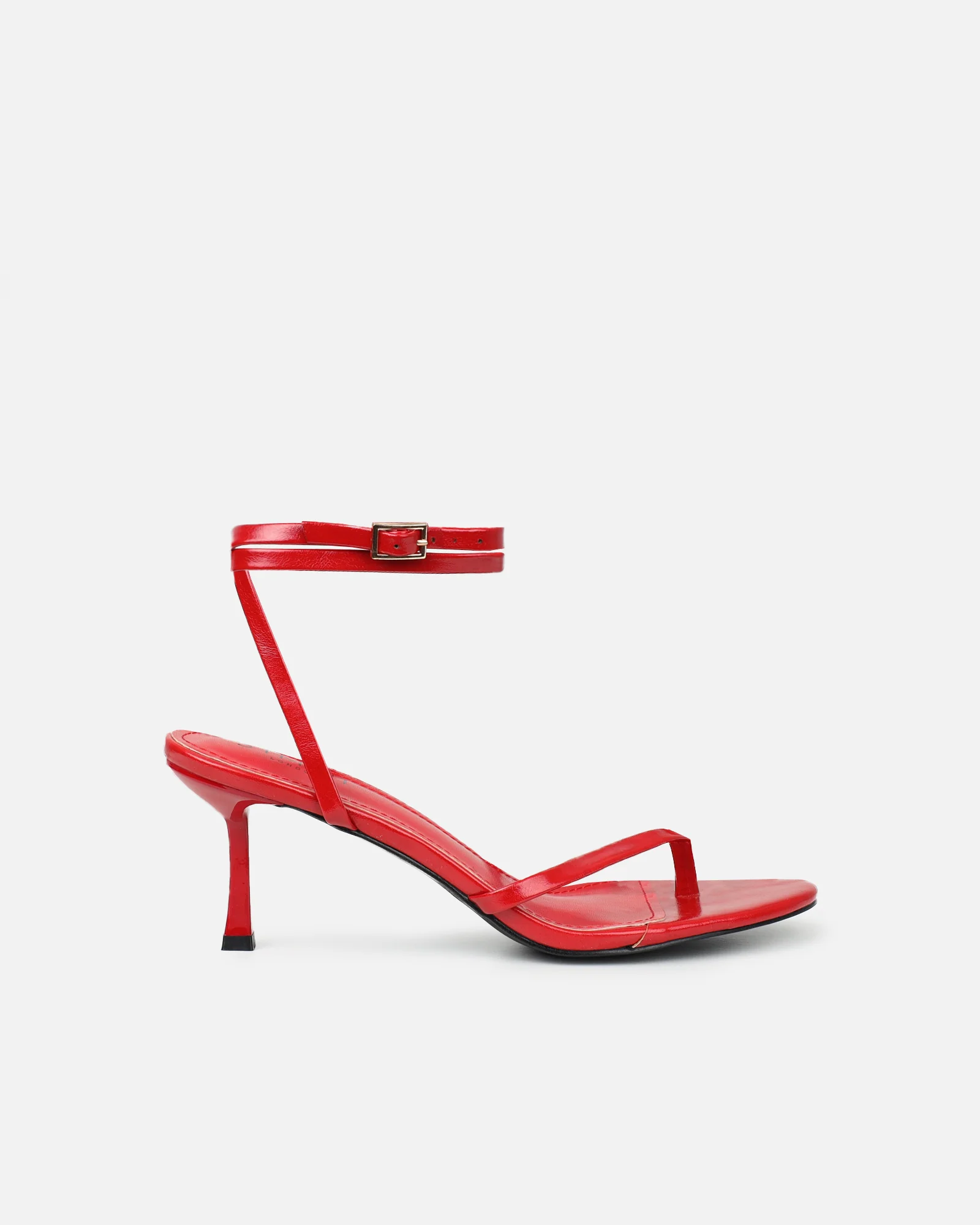 Deanna Red Shiny Toe Thong Low Heeled Sandals - Image 2