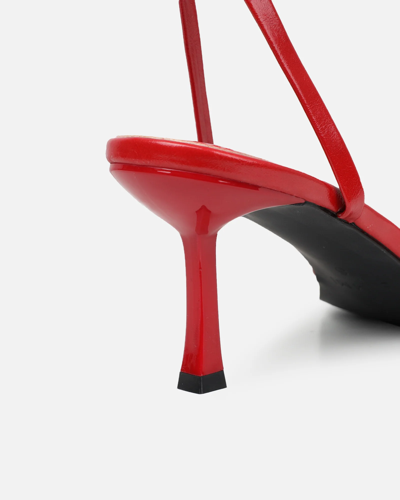 Deanna Red Shiny Toe Thong Low Heeled Sandals - Image 3