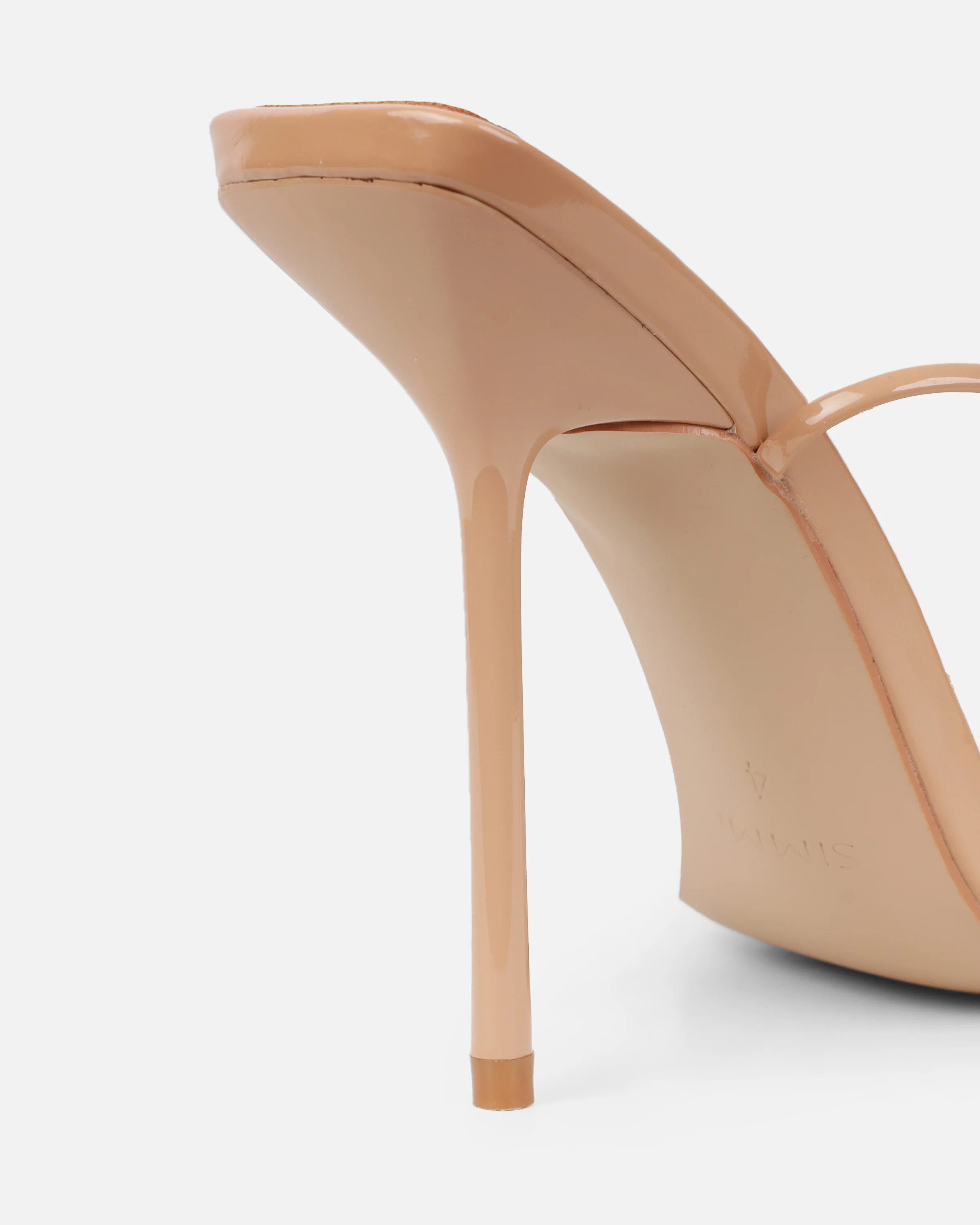 Delilahh Nude Patent Tie Up stiletto Sandals - Image 3