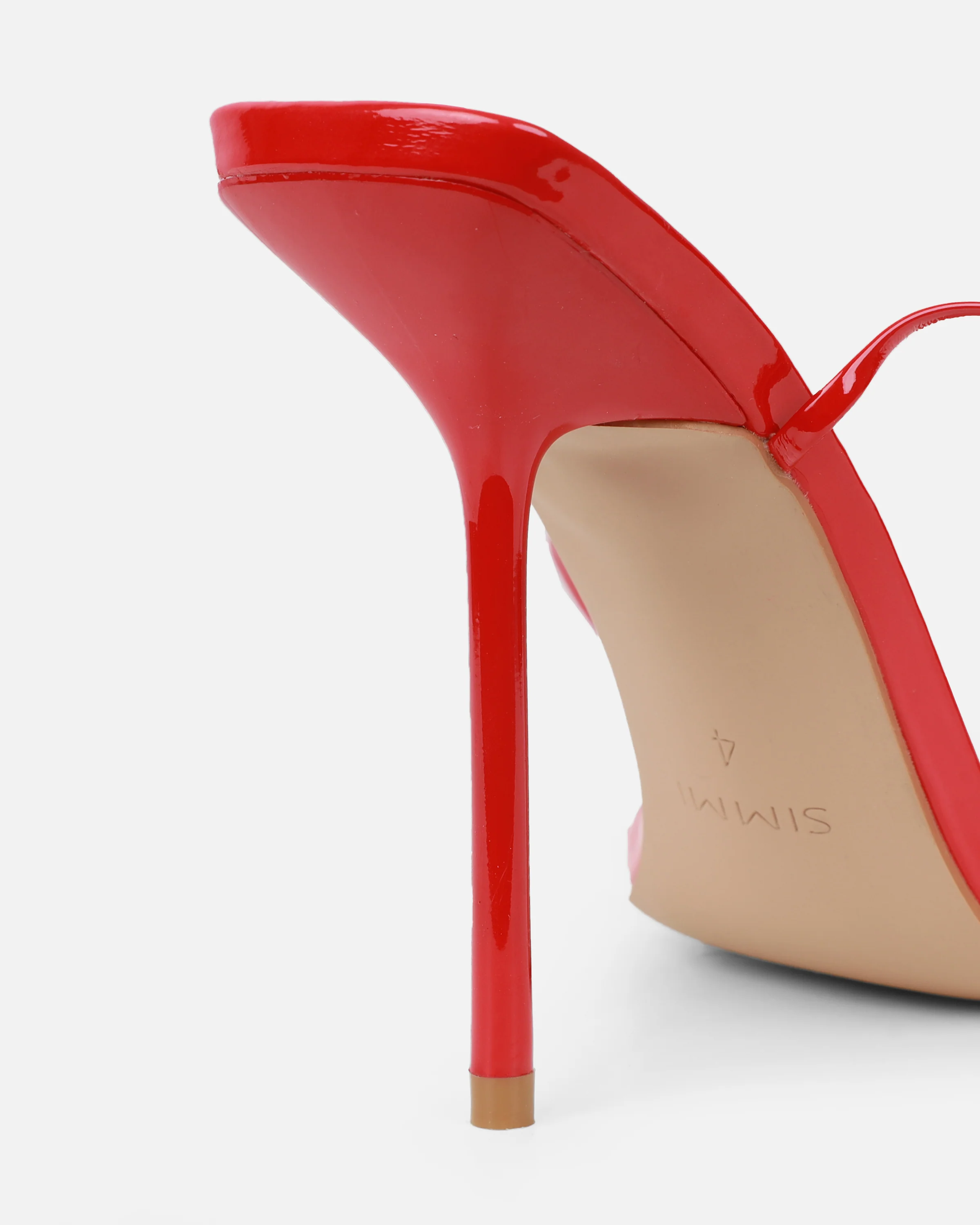 Delilahh Red Patent Tie Up Stiletto Sandals - Image 3