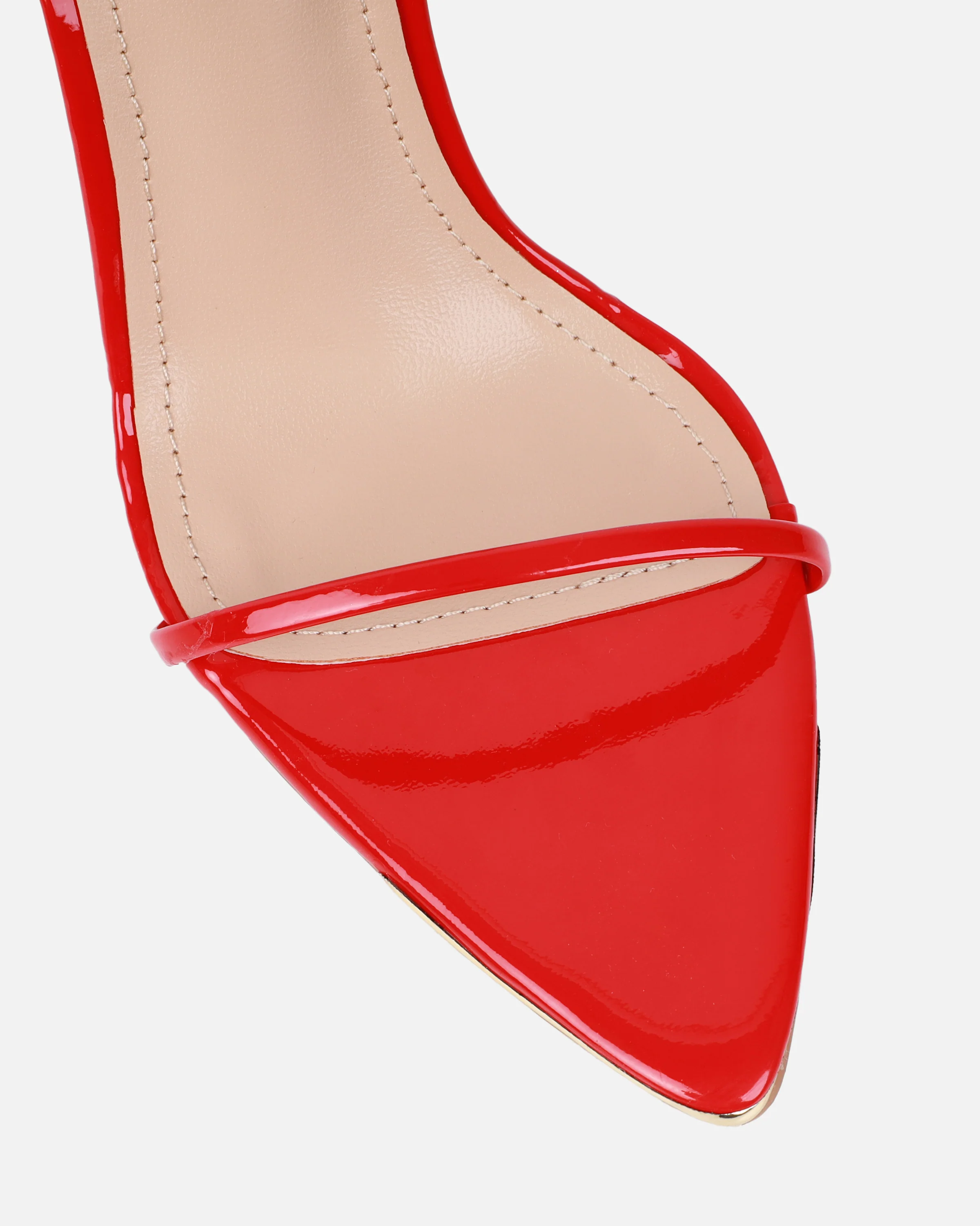 Delilahh Red Patent Tie Up Stiletto Sandals - Image 4