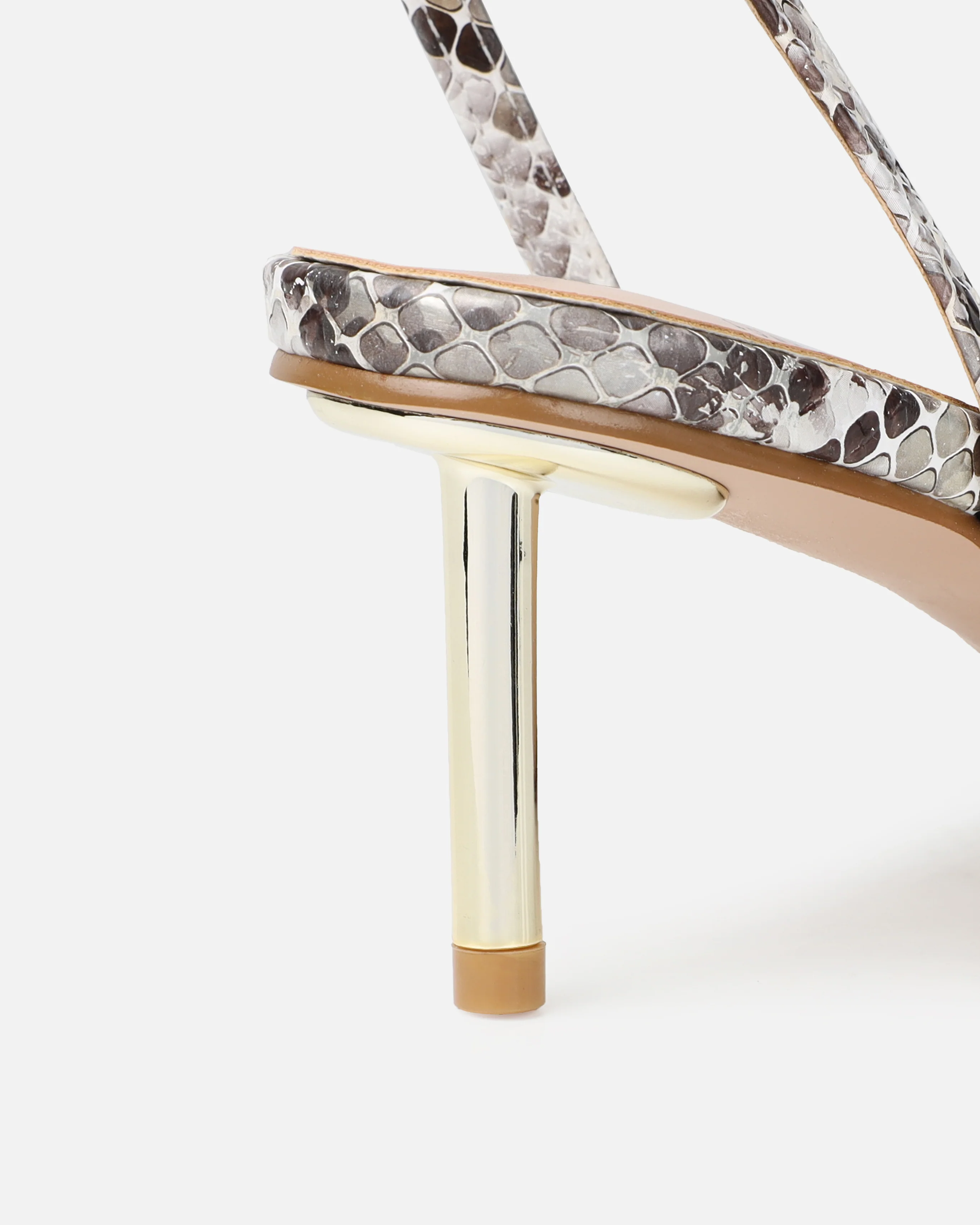 Devon Beige Snake Low Heeled Sandals - Image 3