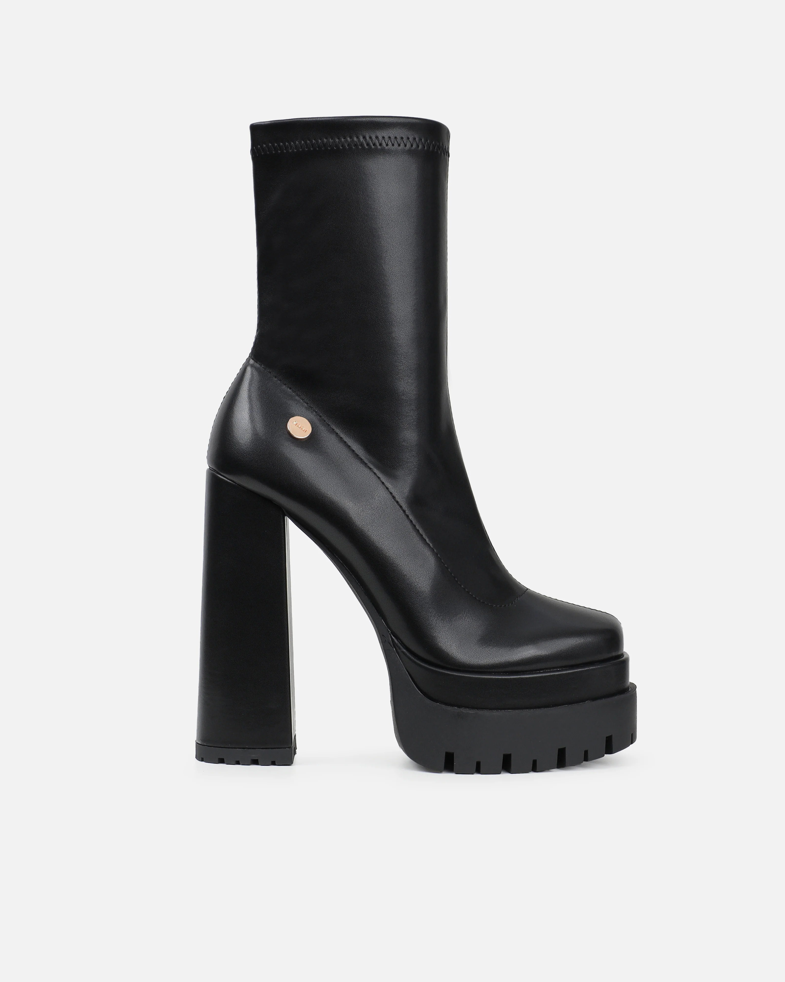 Eamon Black Stretch Platform Ankle Boots - Image 2