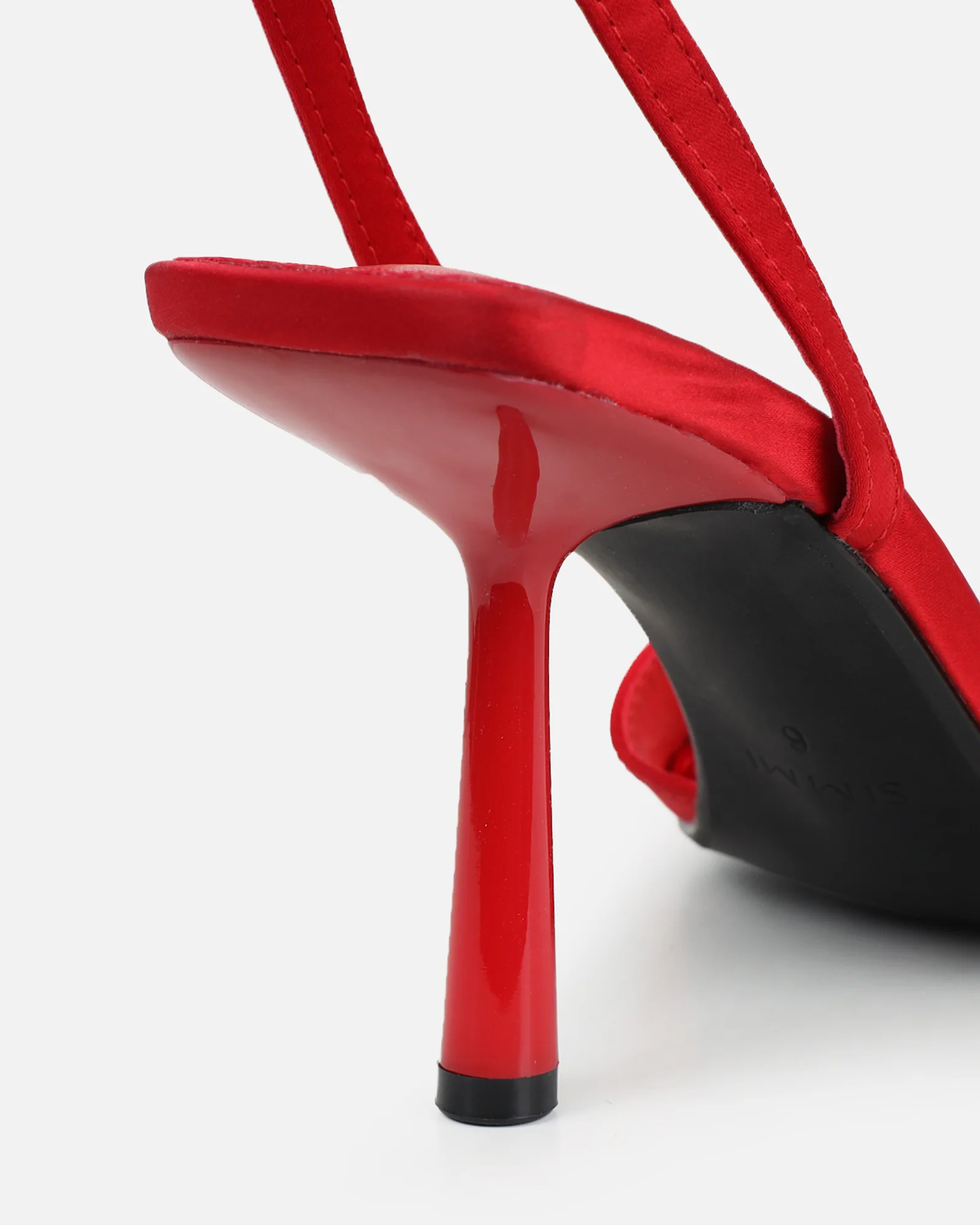 Ebba red satin heeled sandals - Image 3