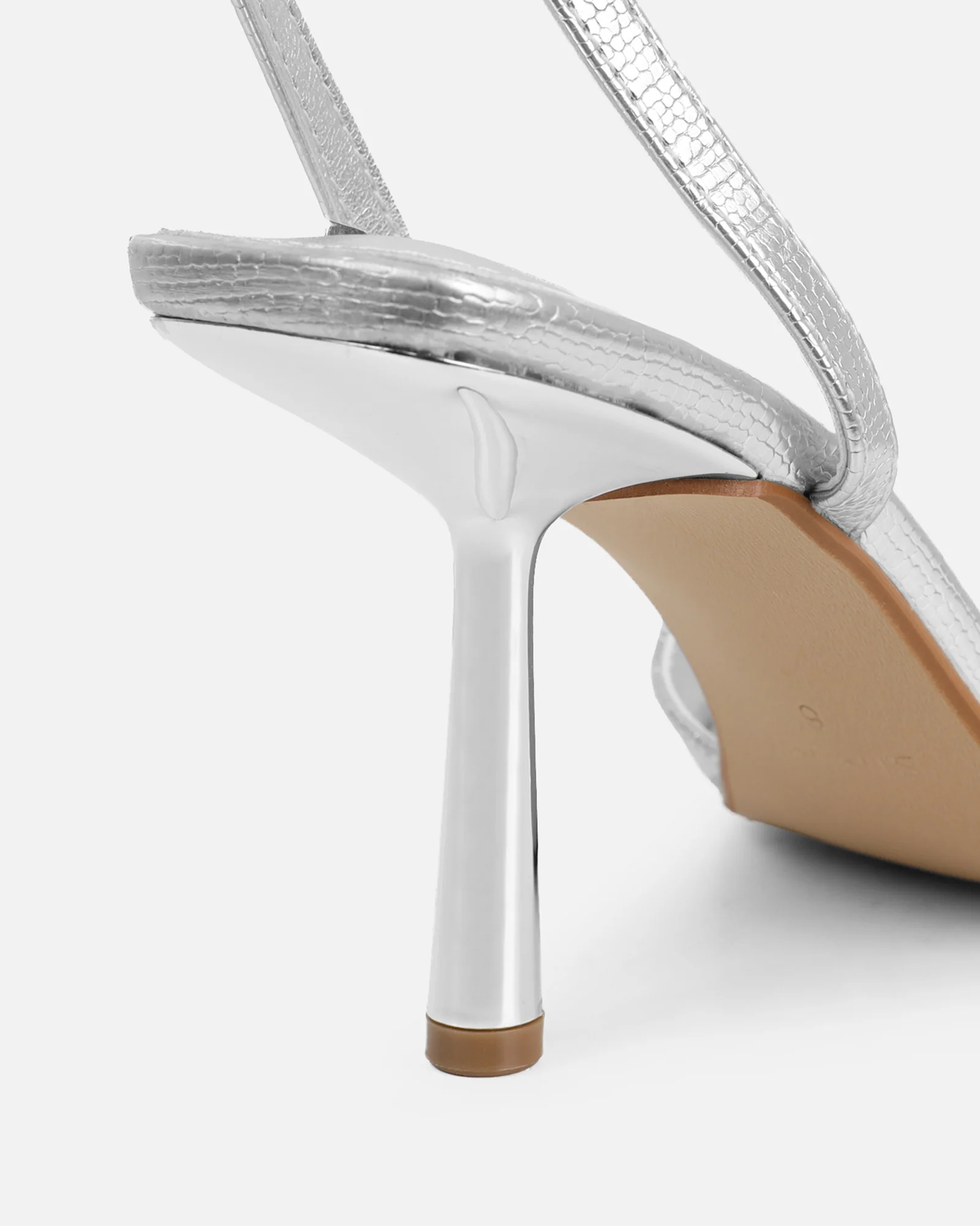 Ebba silver crackle heeled sandals - Image 3