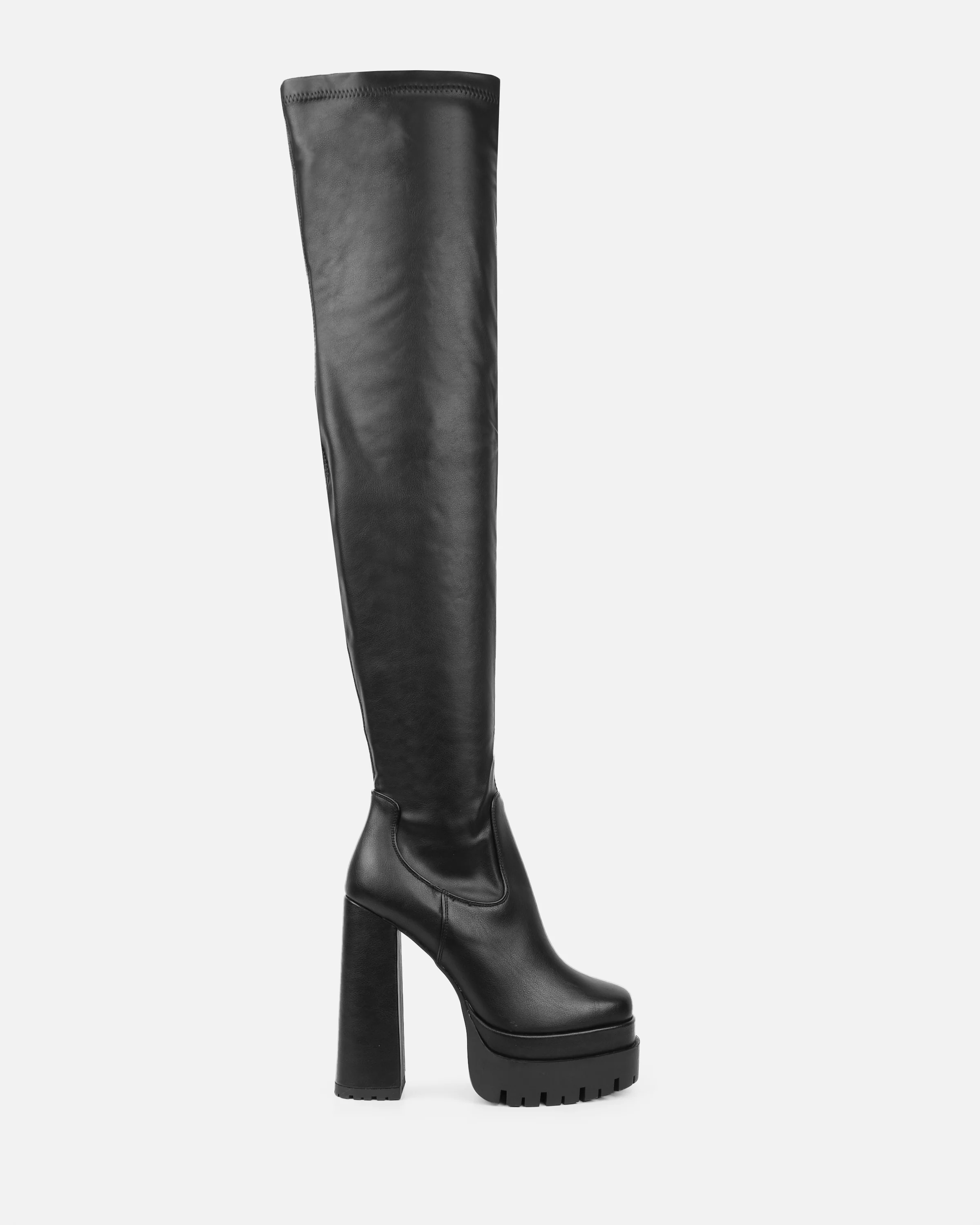 Ebenezer Black Thigh High Chunky Platform Boots - Image 2