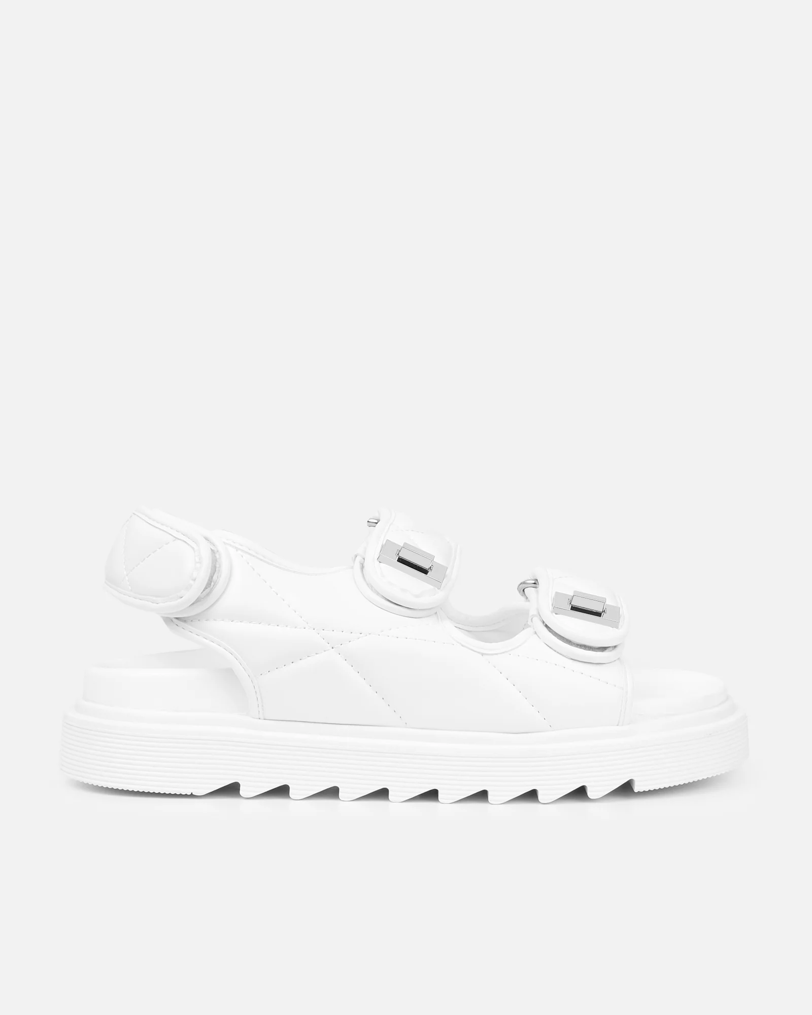 Eboni White Chunky Flat Sandals - Image 2
