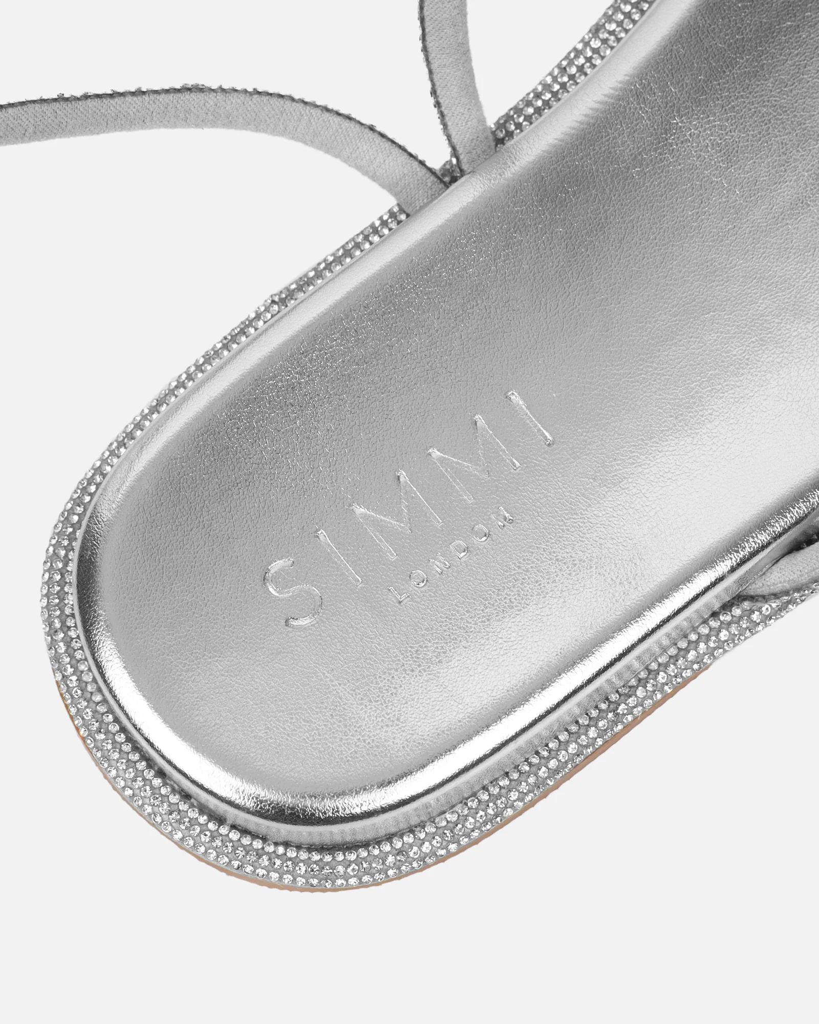 Ede Silver Metallic Diamante Toe Loop Sandals - Image 3