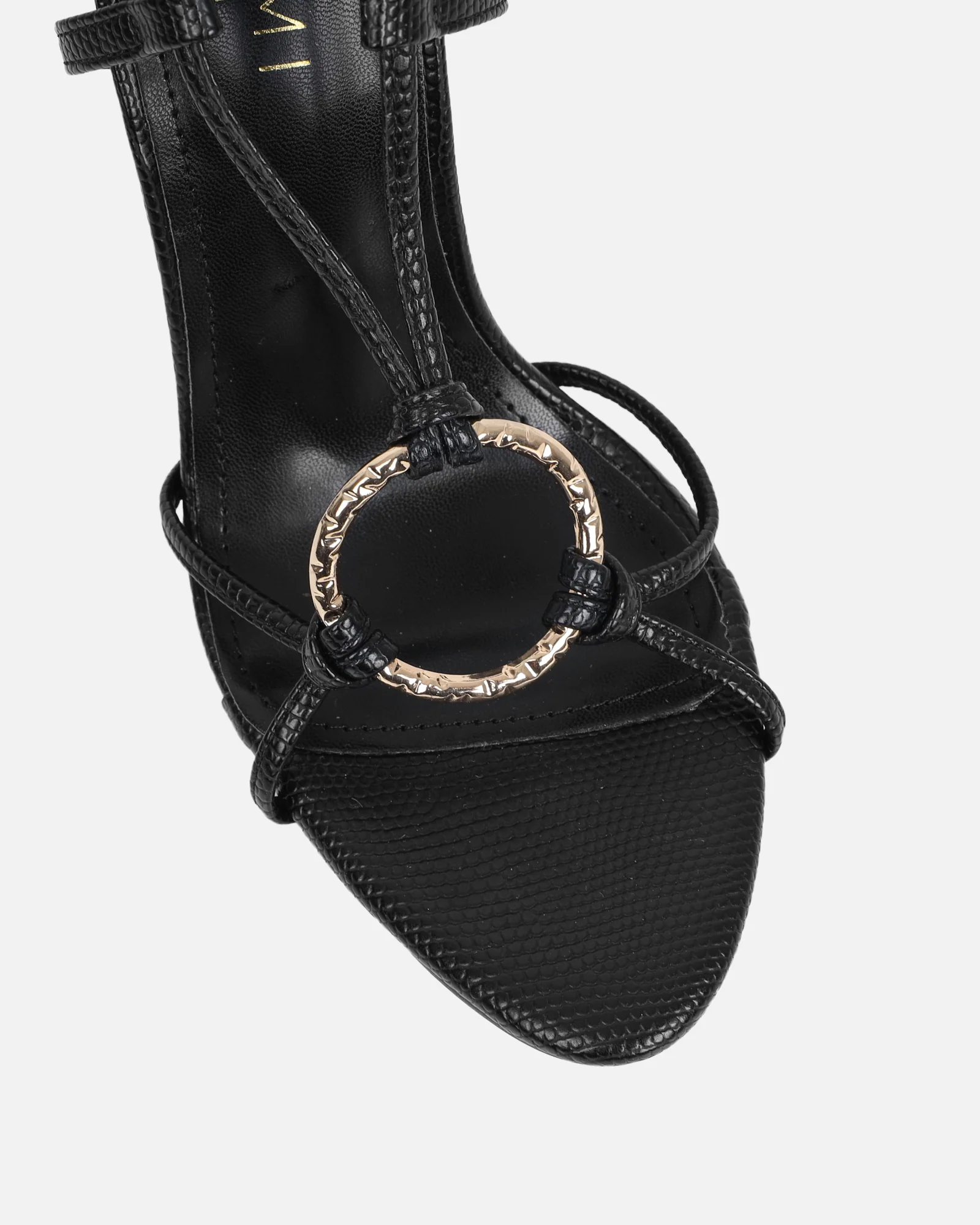 Elous Black Snake Gold Detail Heeled Sandals - Image 4