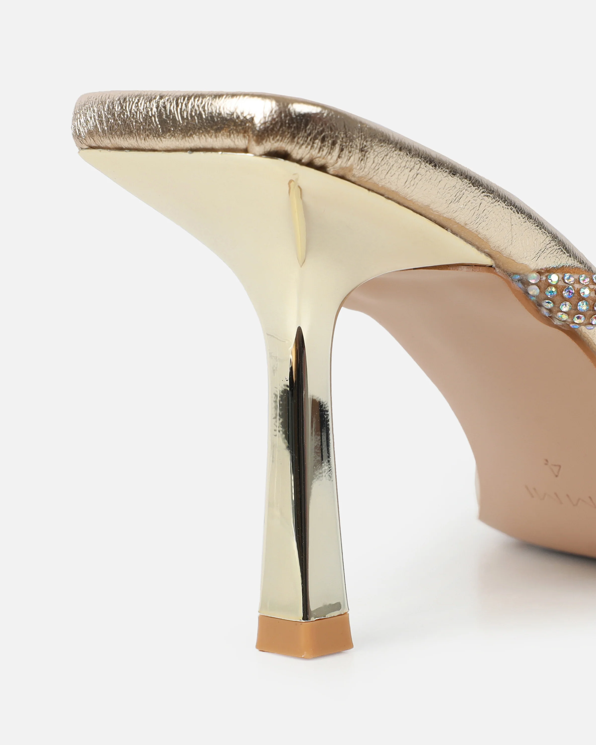 Emmie Gold Metallic Diamante Toe Thong Sandals - Image 3