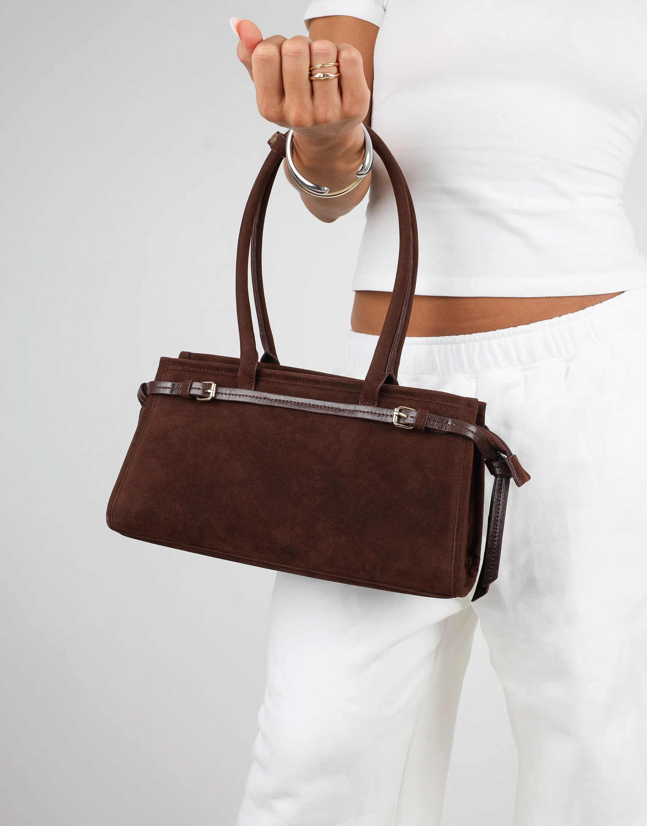 Eos Chocolate Suede Handbag - Image 3