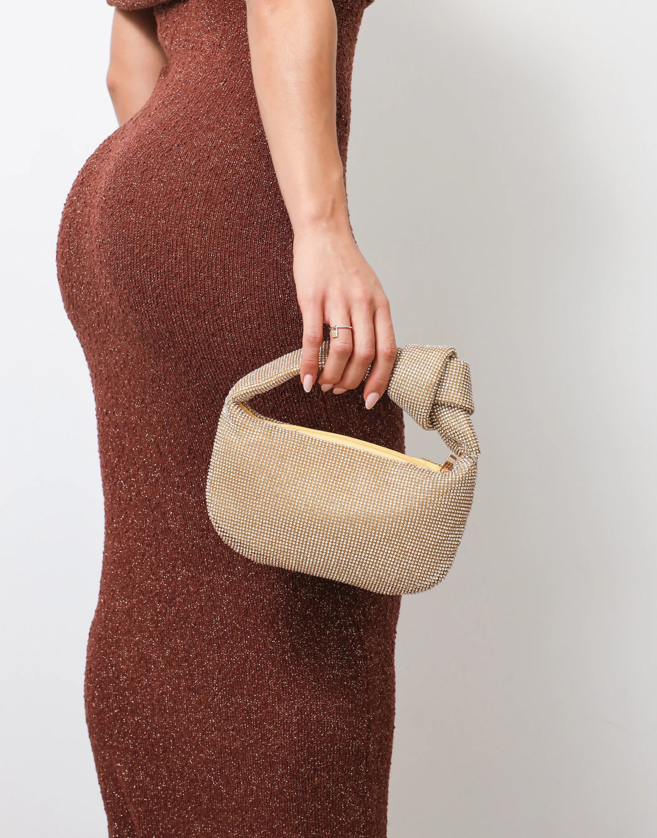 Erin Gold Diamante Knot Detail Handbag - Image 2