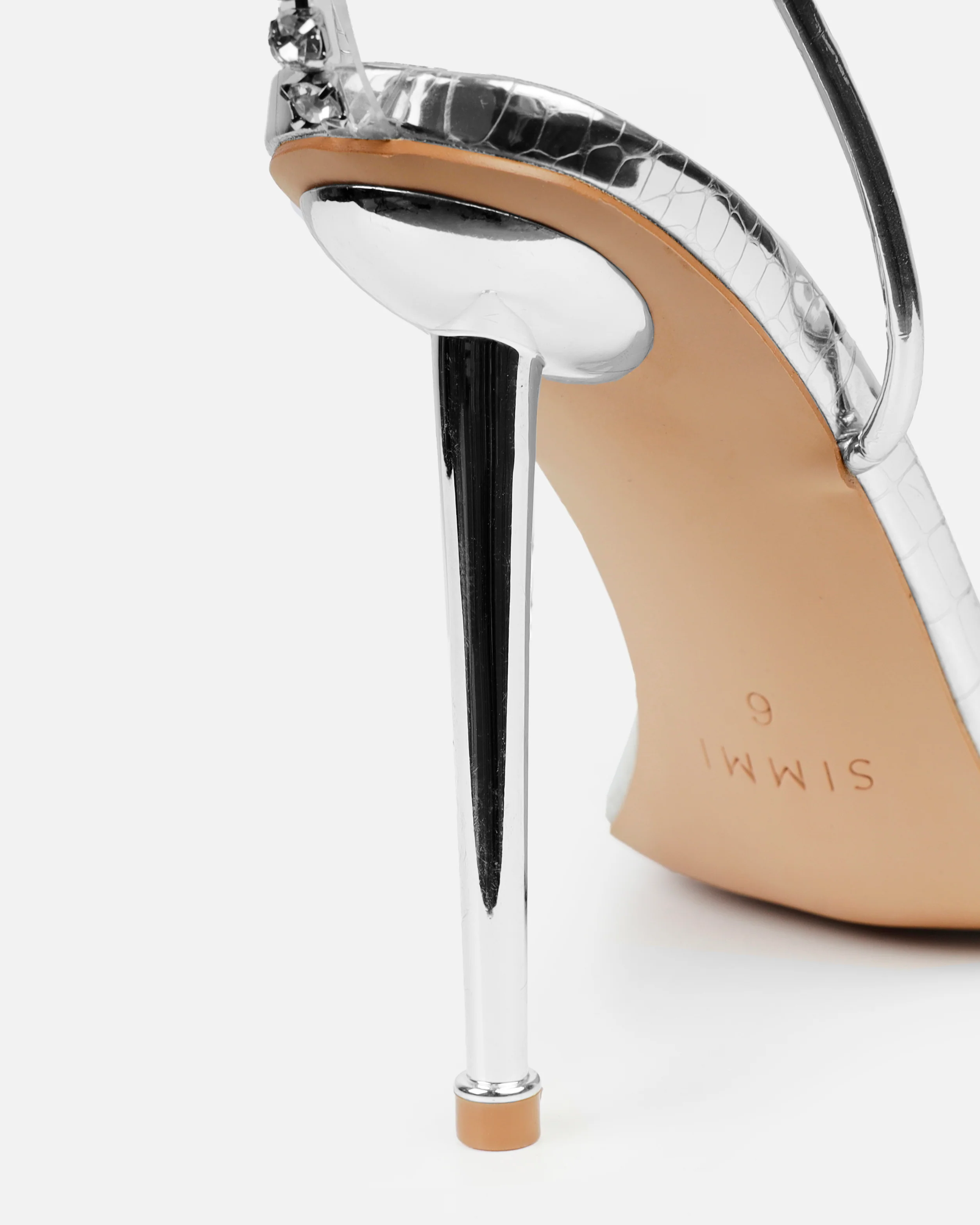Felicity Silver Clear Diamante Lace Up Stiletto Heels - Image 3