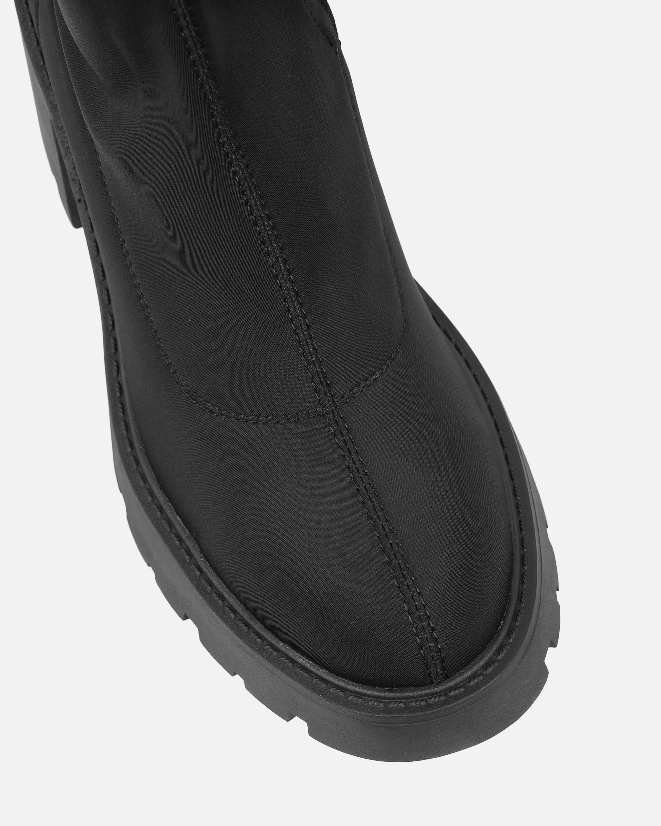 Felipe Black Lycra Block Heel Chunky Ankle Boots - Image 4