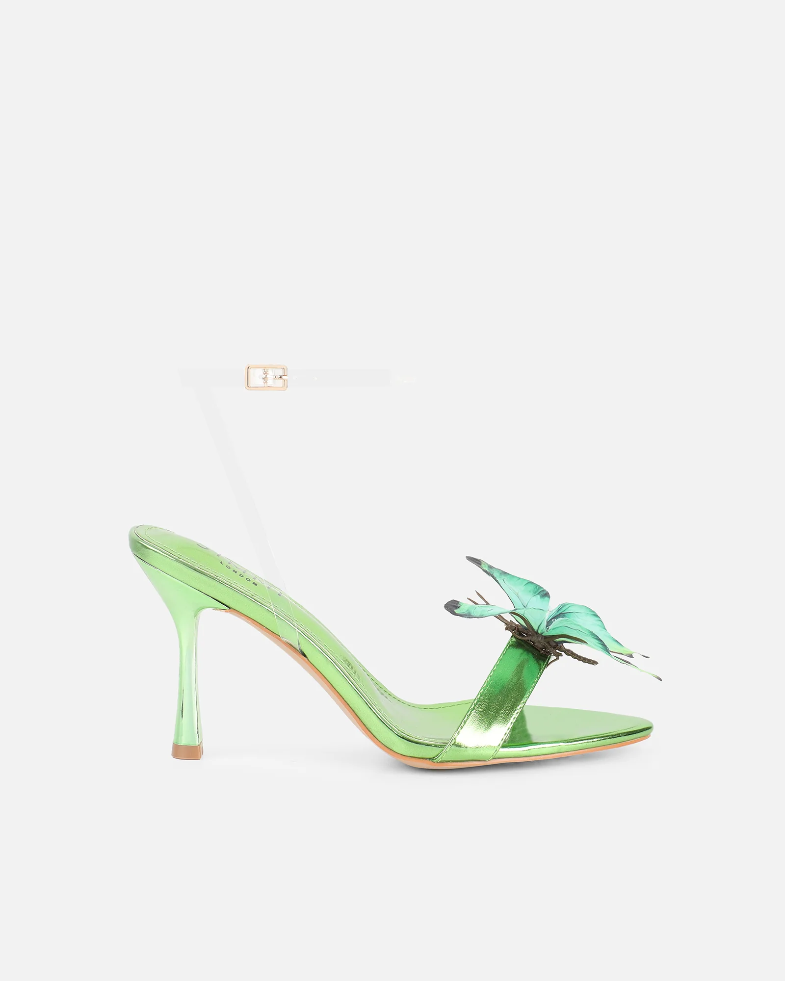 Fenelly Green Metallic Butterfly Detail Heeled Sandals - Image 2