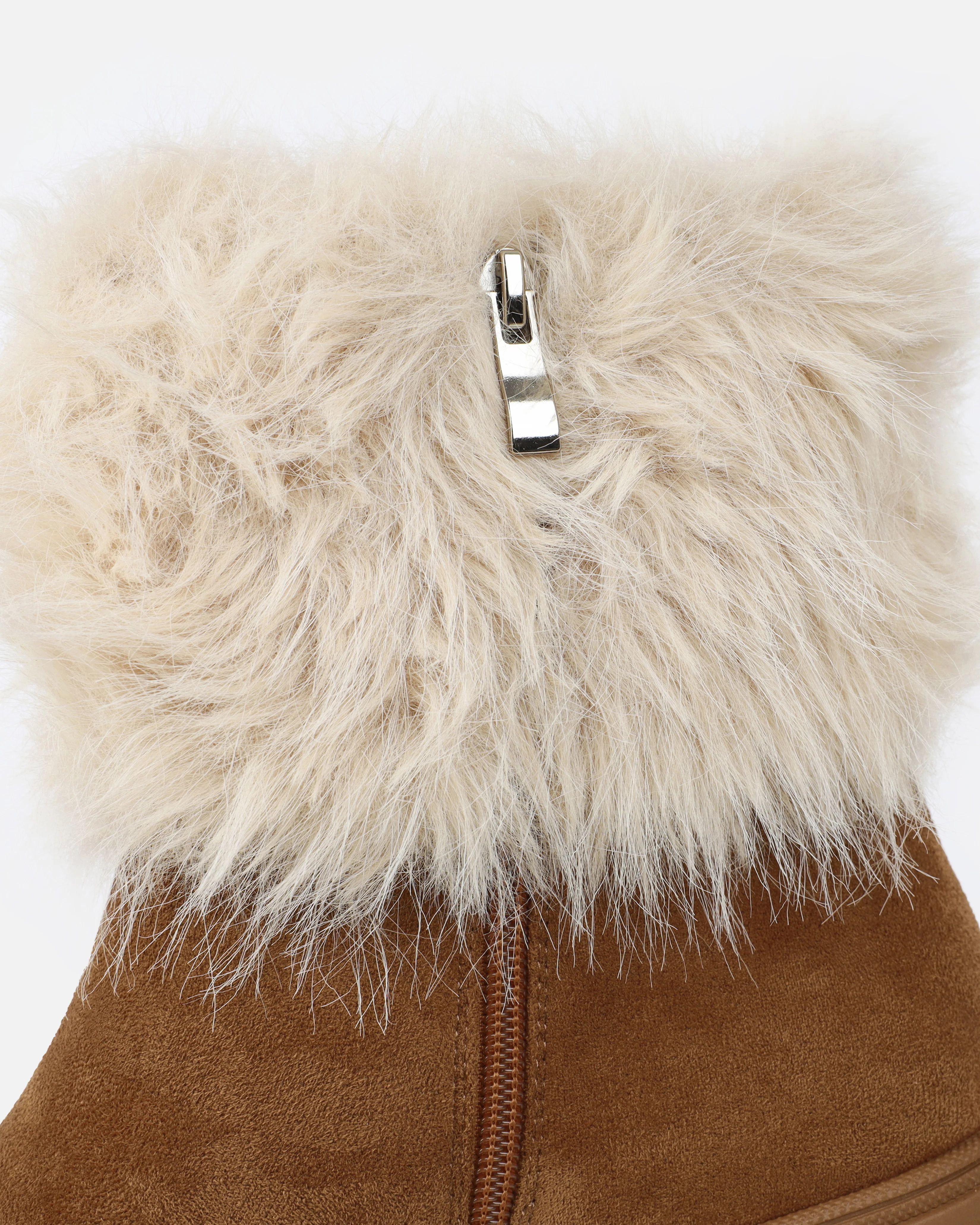 Finlay Tan Faux Suede Fur Trimmed Ankle Boots - Image 3