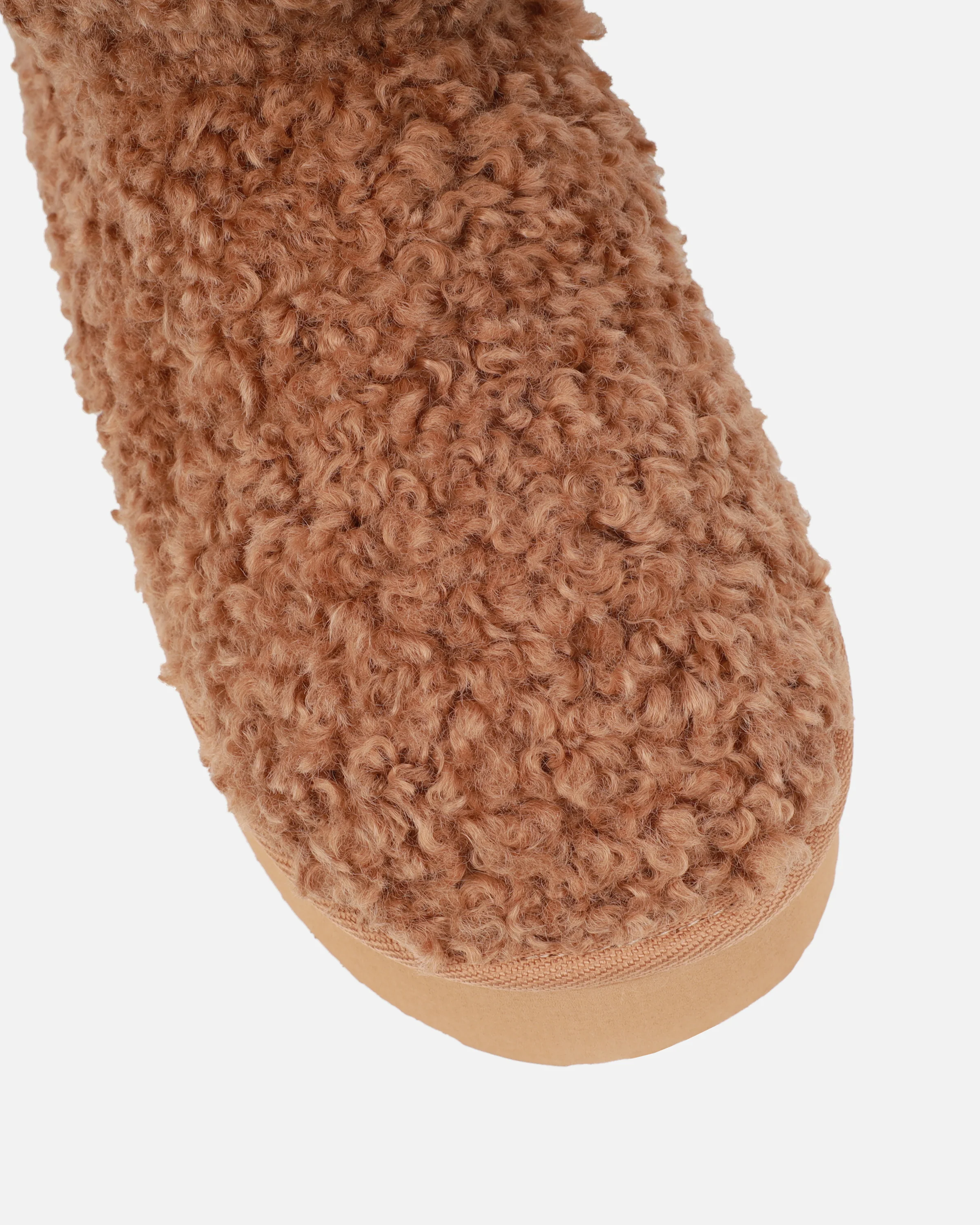 Fleecy Chestnut Tan Borg Flatform Boots - Image 4