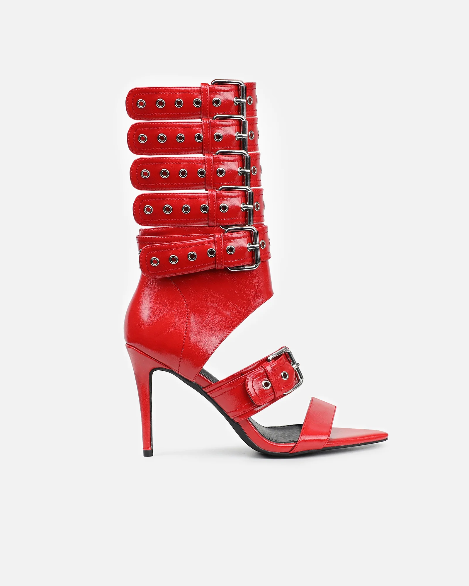 Goldie Red Cut Out Buckle detail Heeled Sandals - Image 2