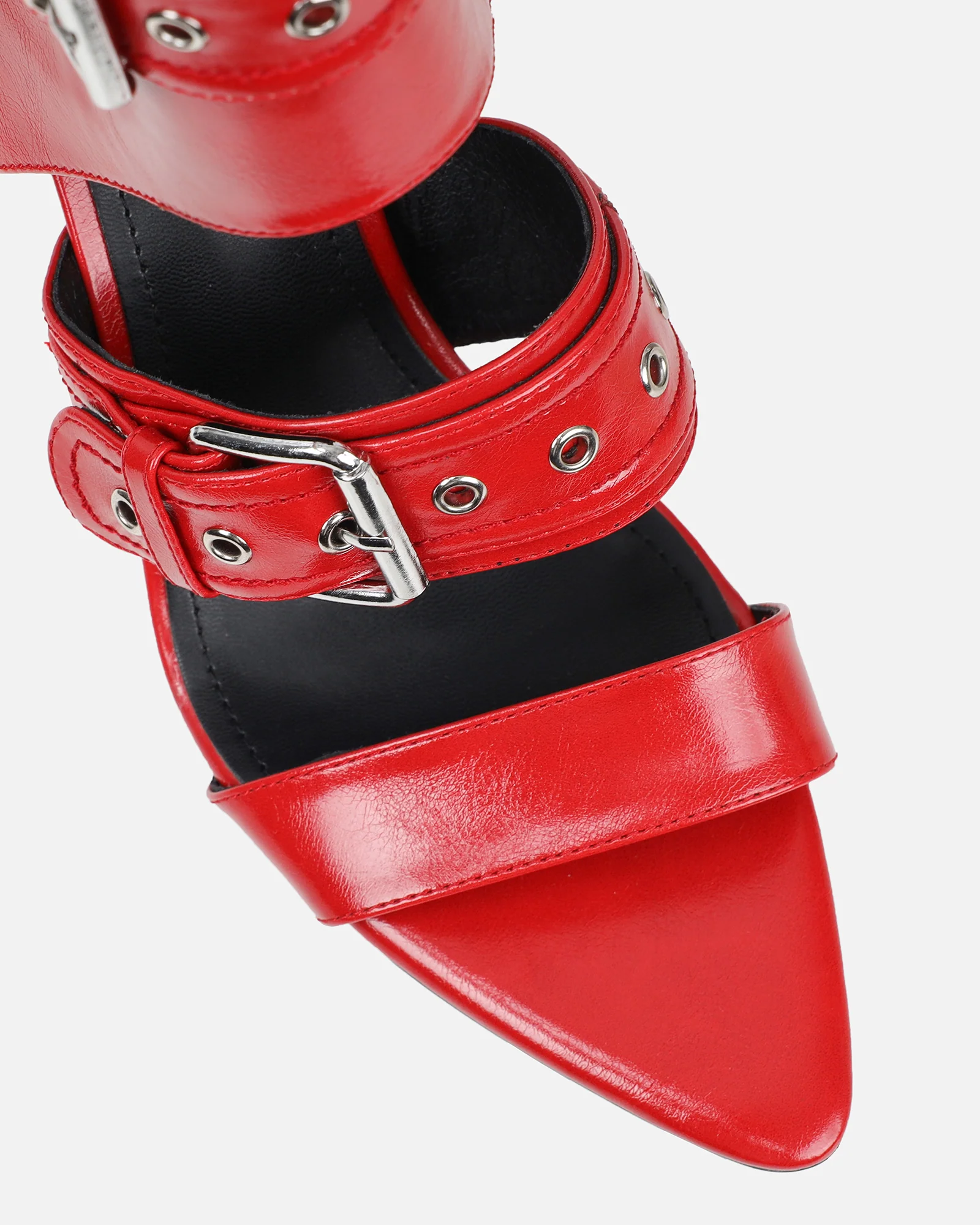 Goldie Red Cut Out Buckle detail Heeled Sandals - Image 4