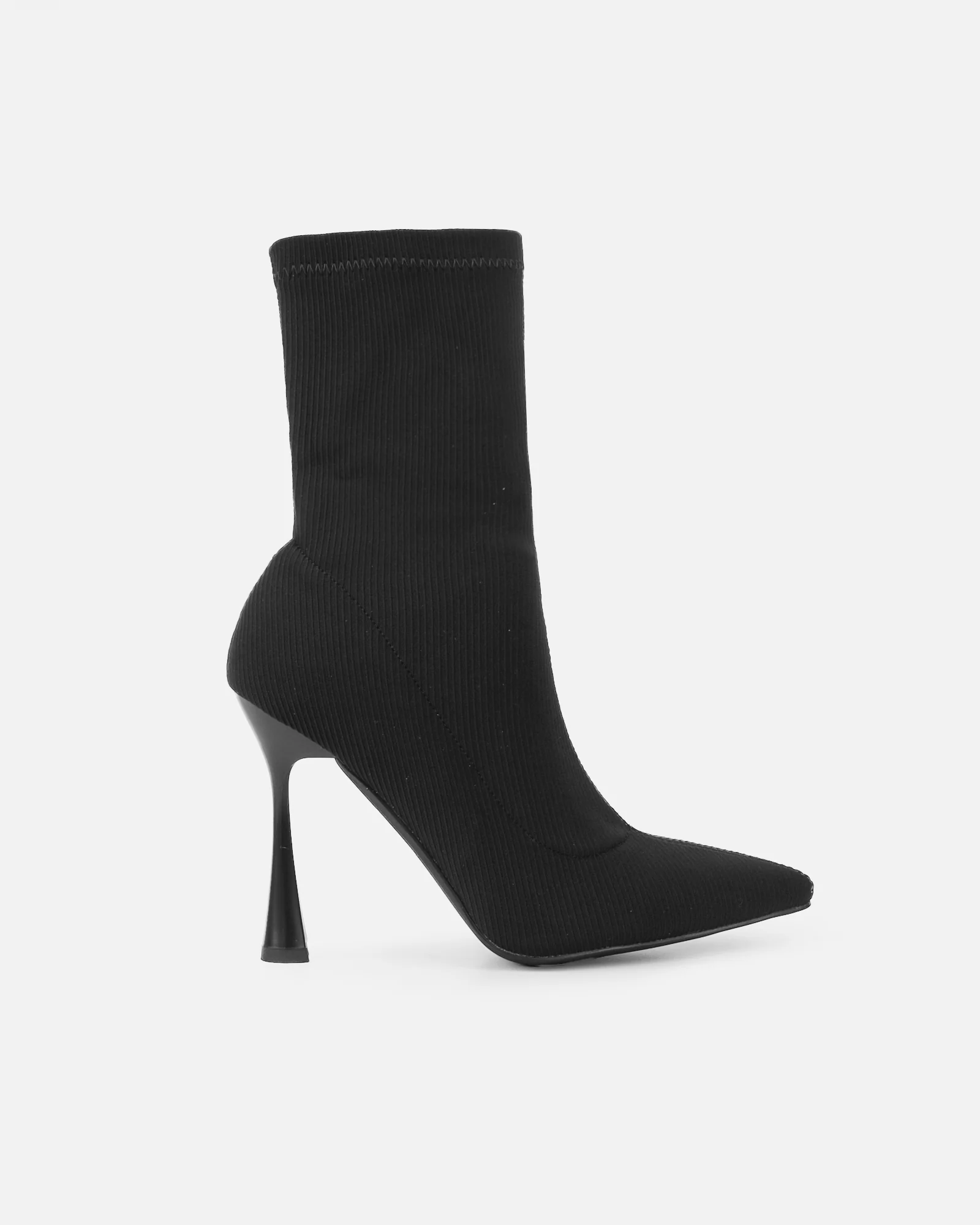 Griffin Black Ribbed Lycra Sock Boots - Image 2