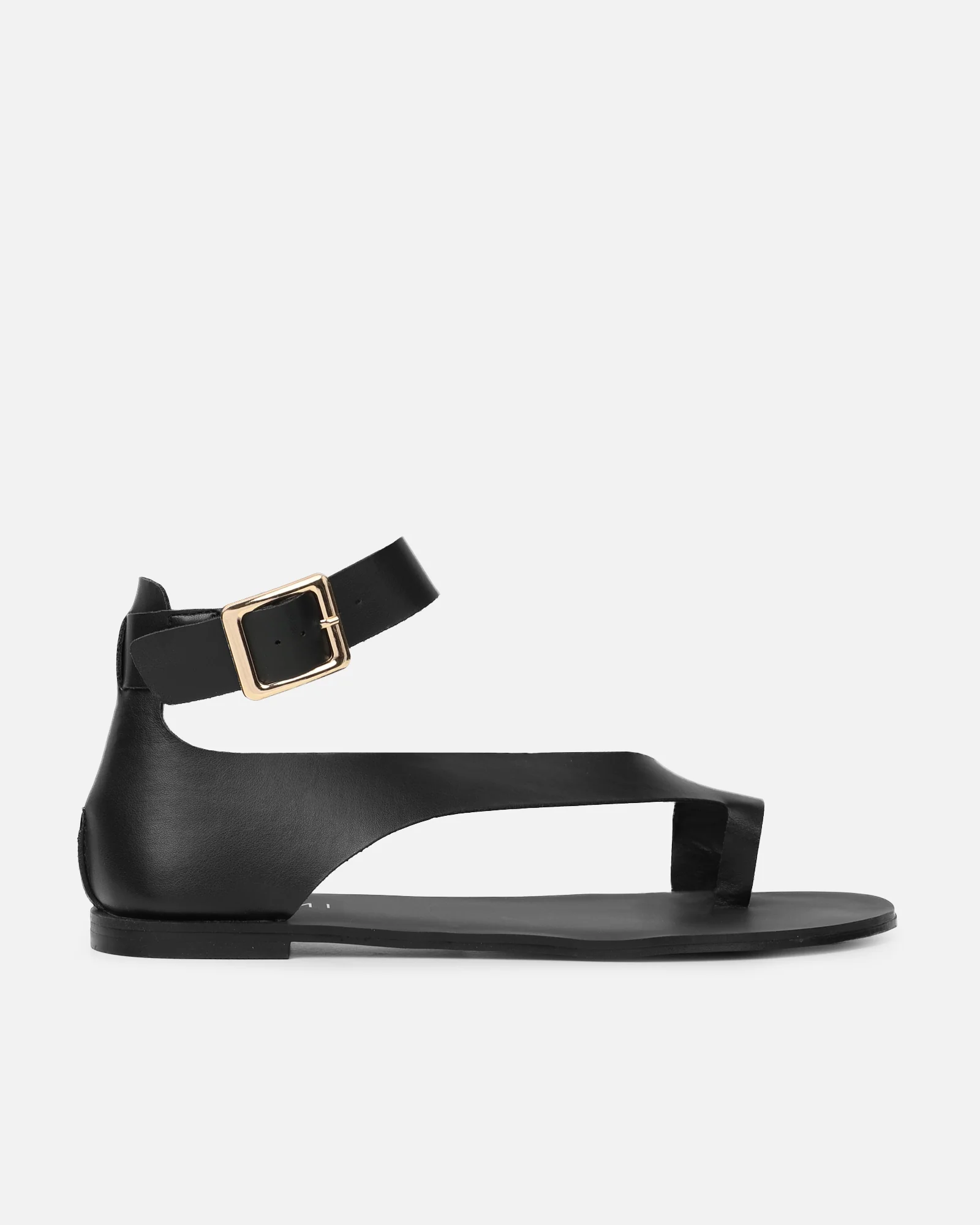 Gypsy Black Toe Loop Flat Sandals - Image 2