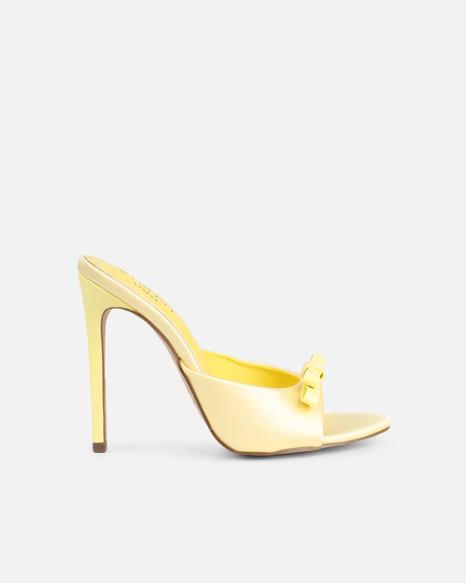 Halima Butter Yellow Satin Bow Detail Heeled Mules - Image 2