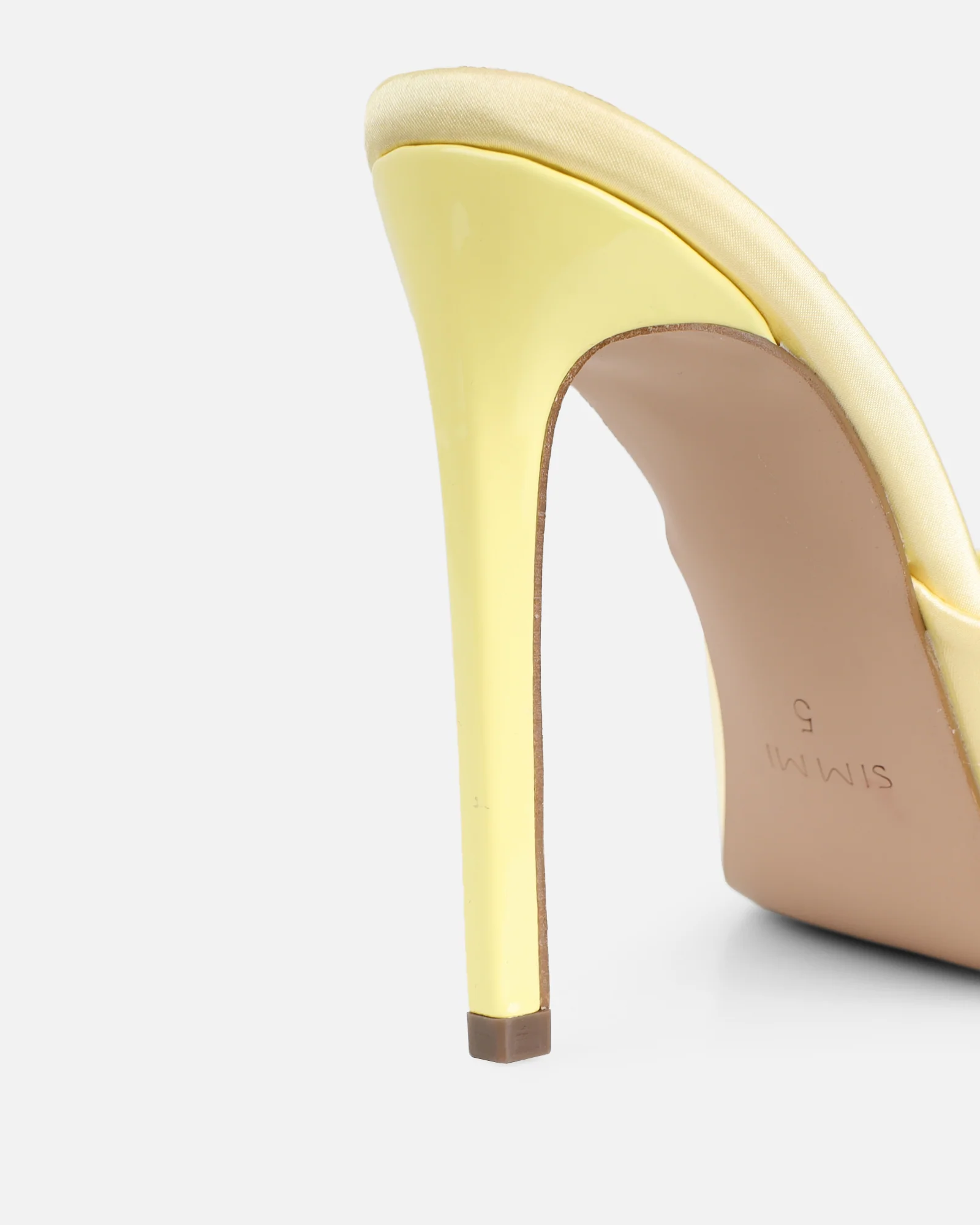 Halima Butter Yellow Satin Bow Detail Heeled Mules - Image 3