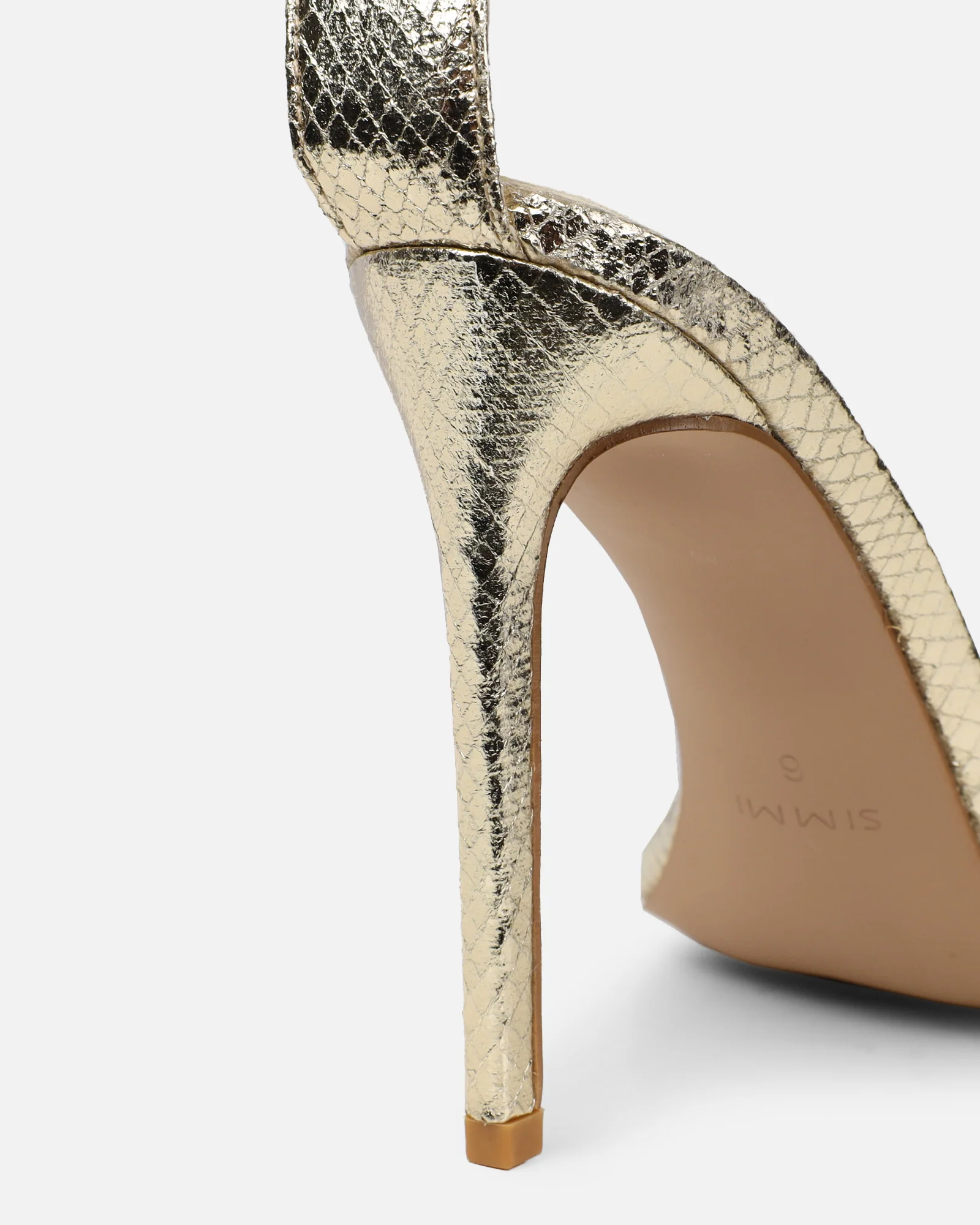 Harika Gold Snake Chain Detail Heeled Sandals - Image 3